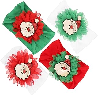 4 Pçs Faixa De Cabeça Infantil Bandana Faixa De Cabelo Para Bebês Faixa De Cabeça De Bebê Recém-Nascido Faixa De Natal Faixa De Cabeça Para Crianças Natal Bebê Headwear De Náilon