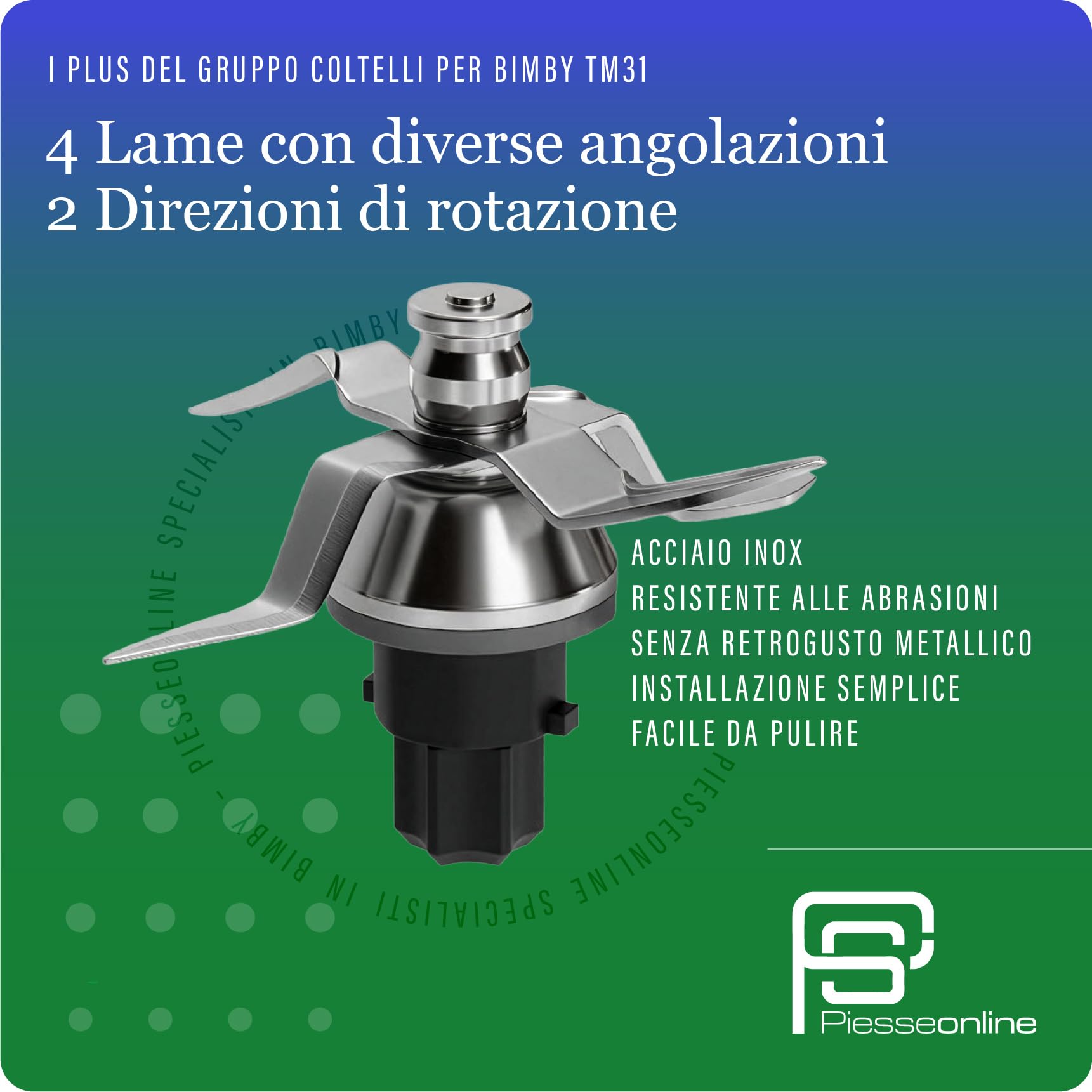 Lame Bimby TM31 di Ricambio, Compatibili per Thermomix 31 – Gruppo Coltelli Bimby TM31 Chef-Mix in Acciaio Inox SUS420, Accessorio Bimby TM31 Sicuro, Resistente e Lavabile in Lavastoviglie