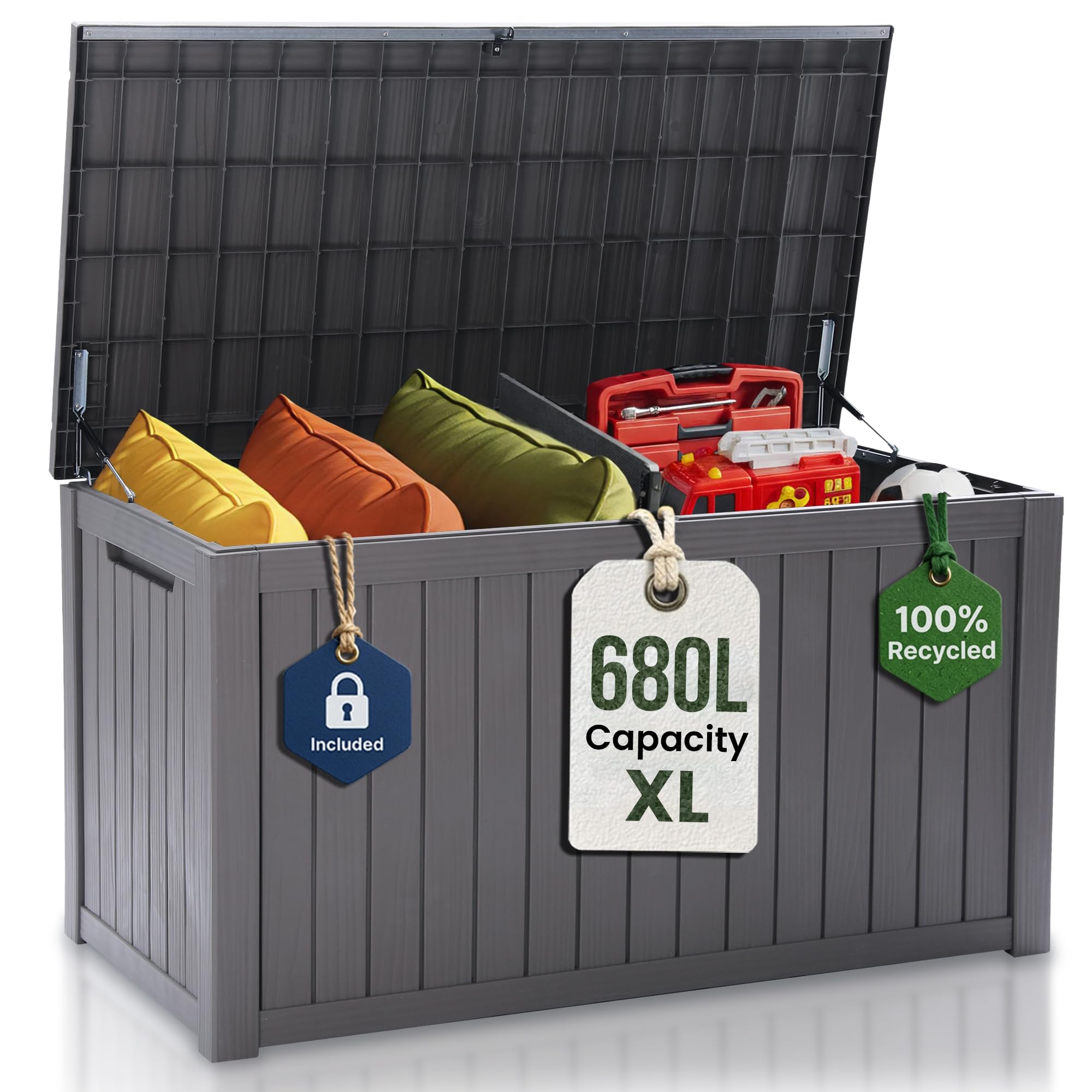 Olsen & Smith 680L Large Recycled Outdoor Garden Storage Box & Chest
