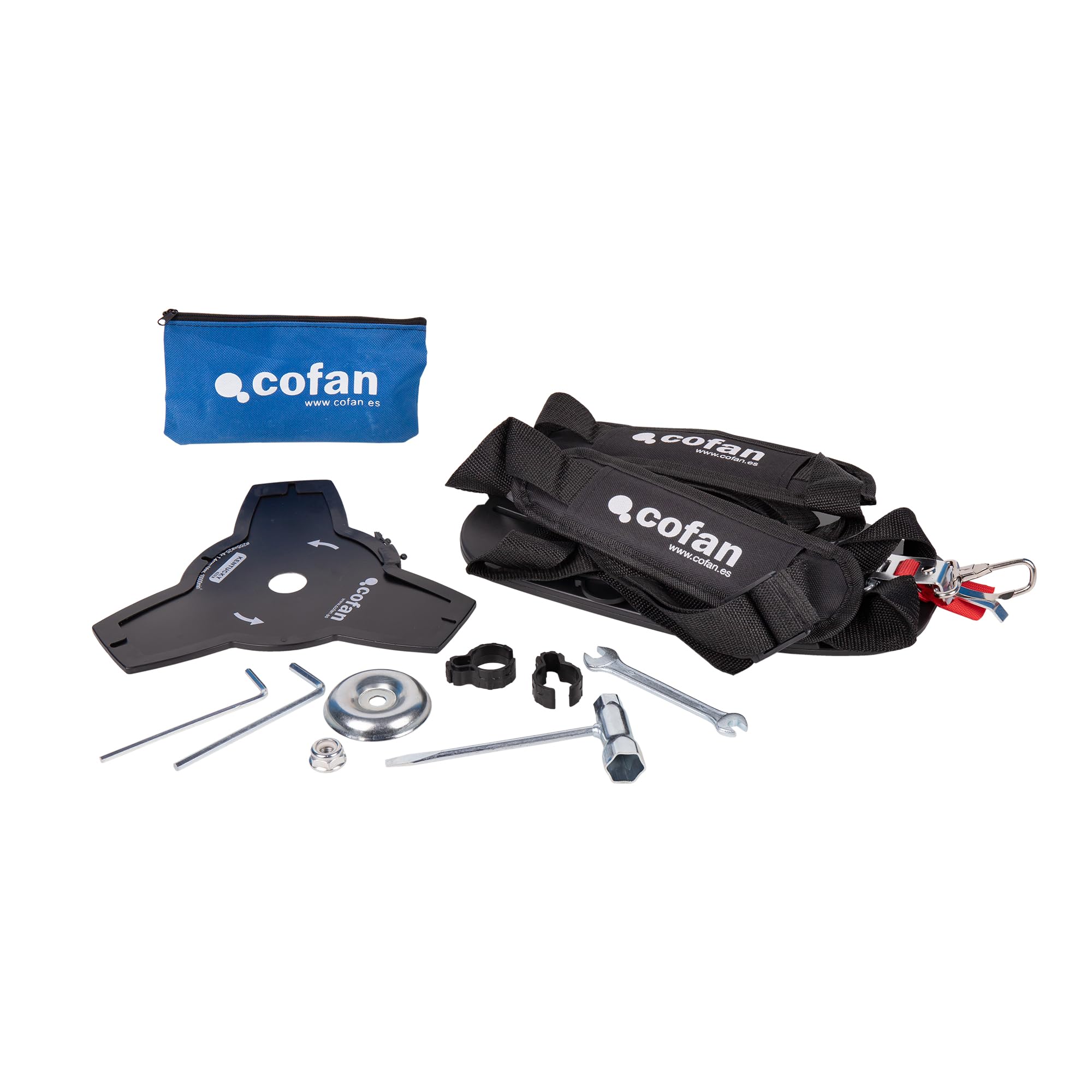Cofan Desbrozadora de Gasolina | Motor de 2 Tiempos | 51,7 CC | Bajas emisiones | Arranque fácil | Ancho de Corte: 43 cm | Incluye arnés Doble