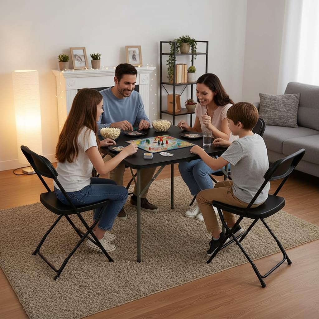 Bigacc Outdoor 34" Folding Card Table Plastic Table Portable Square Height Dining Table Perfect for Picnics,Parties,Party and Camping