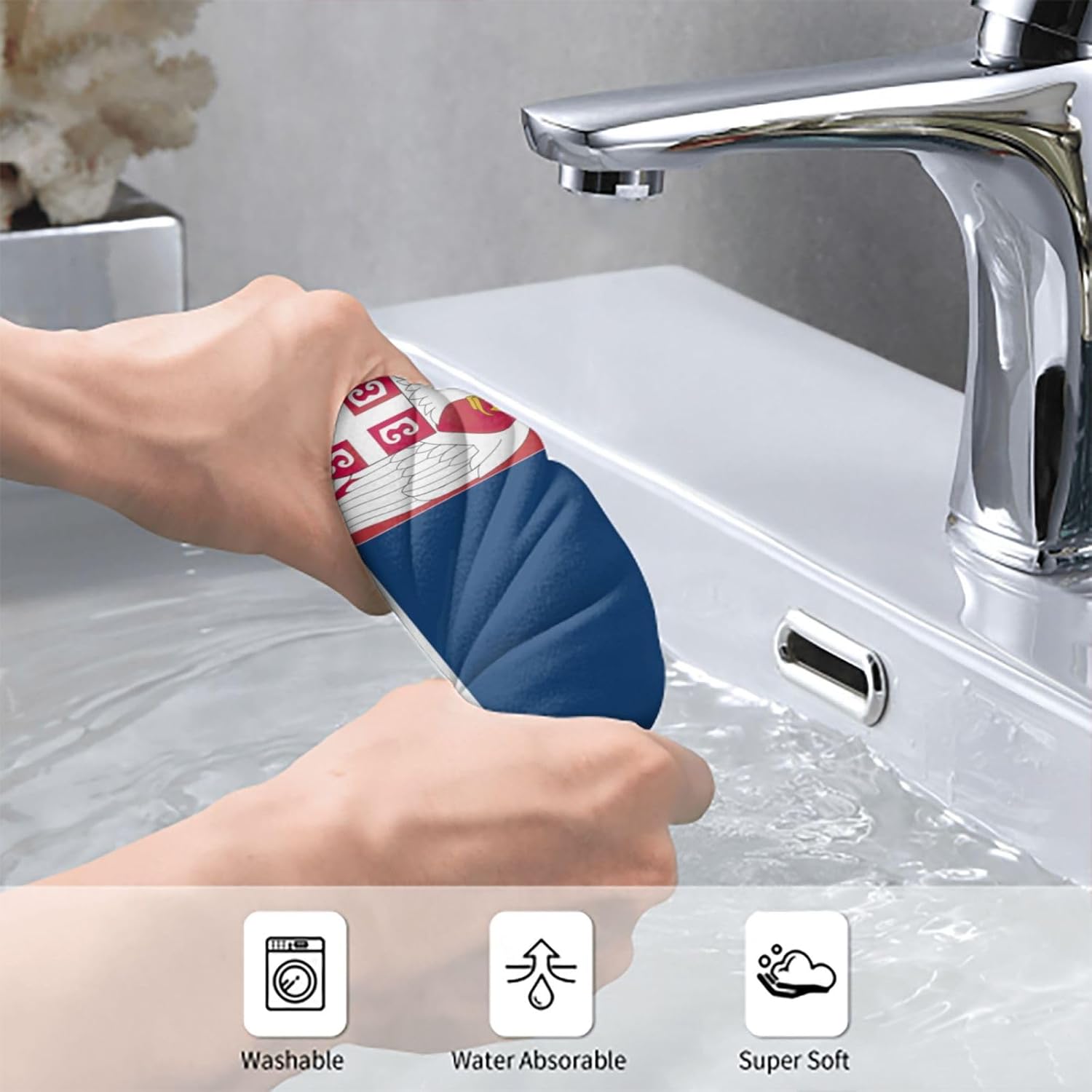 Flag of Serbia Print Hand Towels for Kitchen, Decorative Bathroom Towels Decor Farmhouse Cute for Men Women Gifts