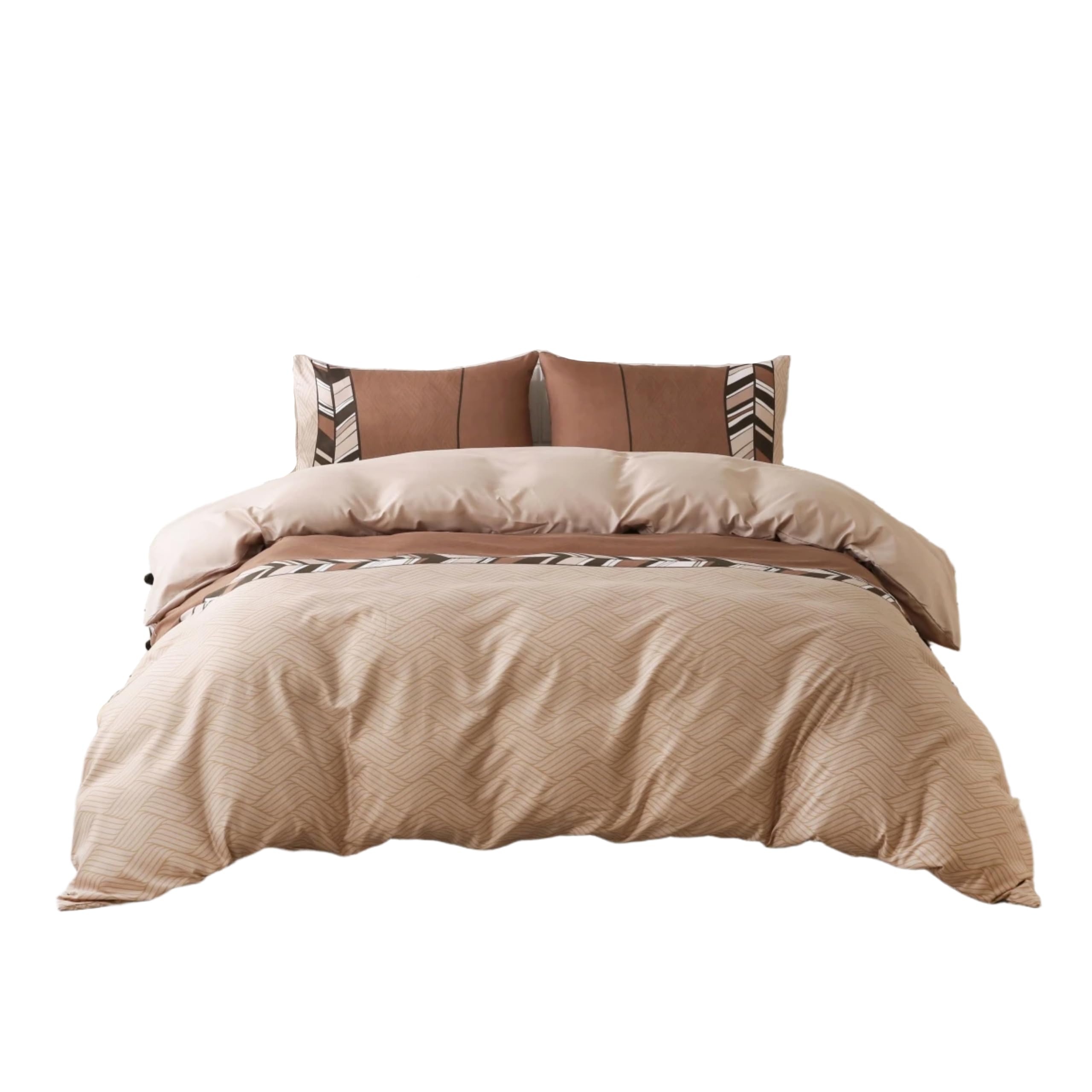 Housse de couette 220x220 cm anti-plis en polyester brossé marron