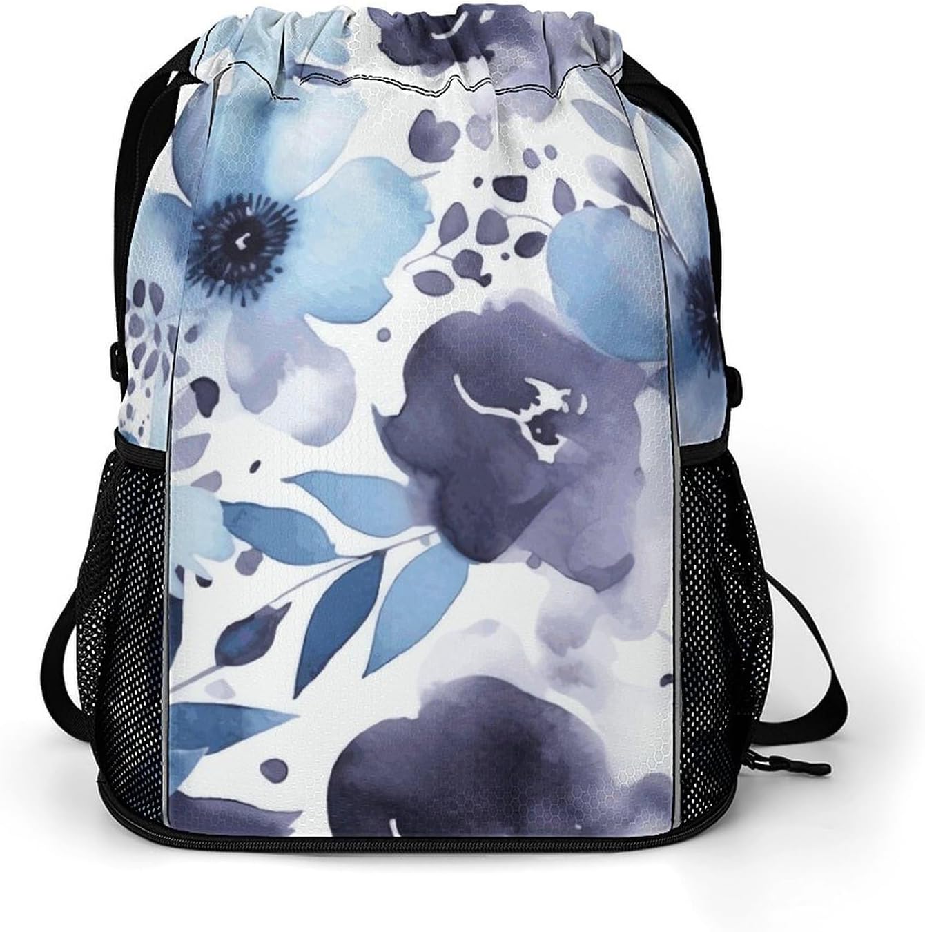 Sports Drawstring Backpack Purple Flowers Watercolor Lightweight Backpack Dry And Wet Separation Large Capacity