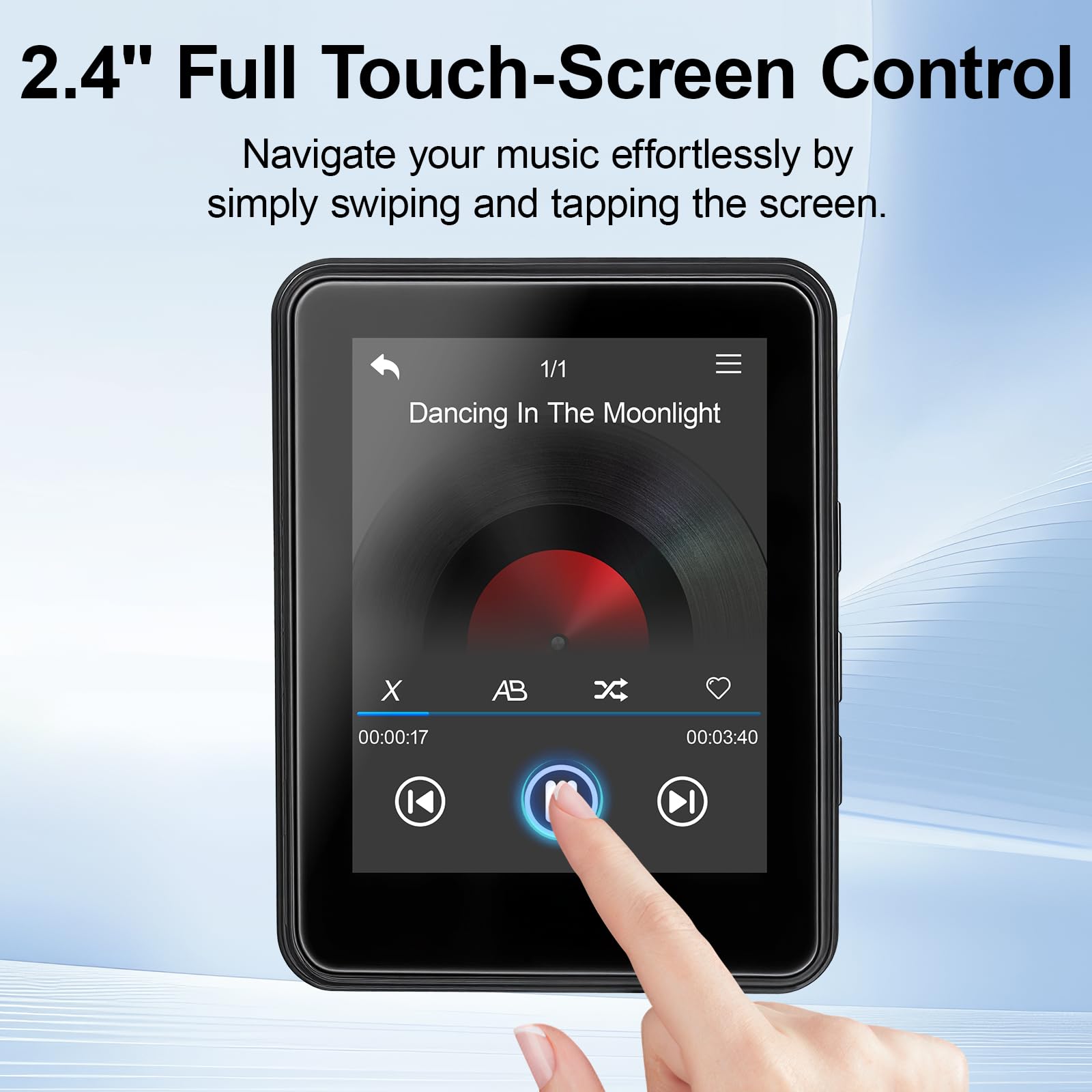 64GB MP3 Player Bluetooth 5.2 - MP3-Player 2.4" Full Touchscreen Tragbarer MP3 Player mit Lautsprecher HiFi-Klang eingebauter Aufnahme FM-Radio, Kann auf 128 GB erweitert Werden kindergerecht