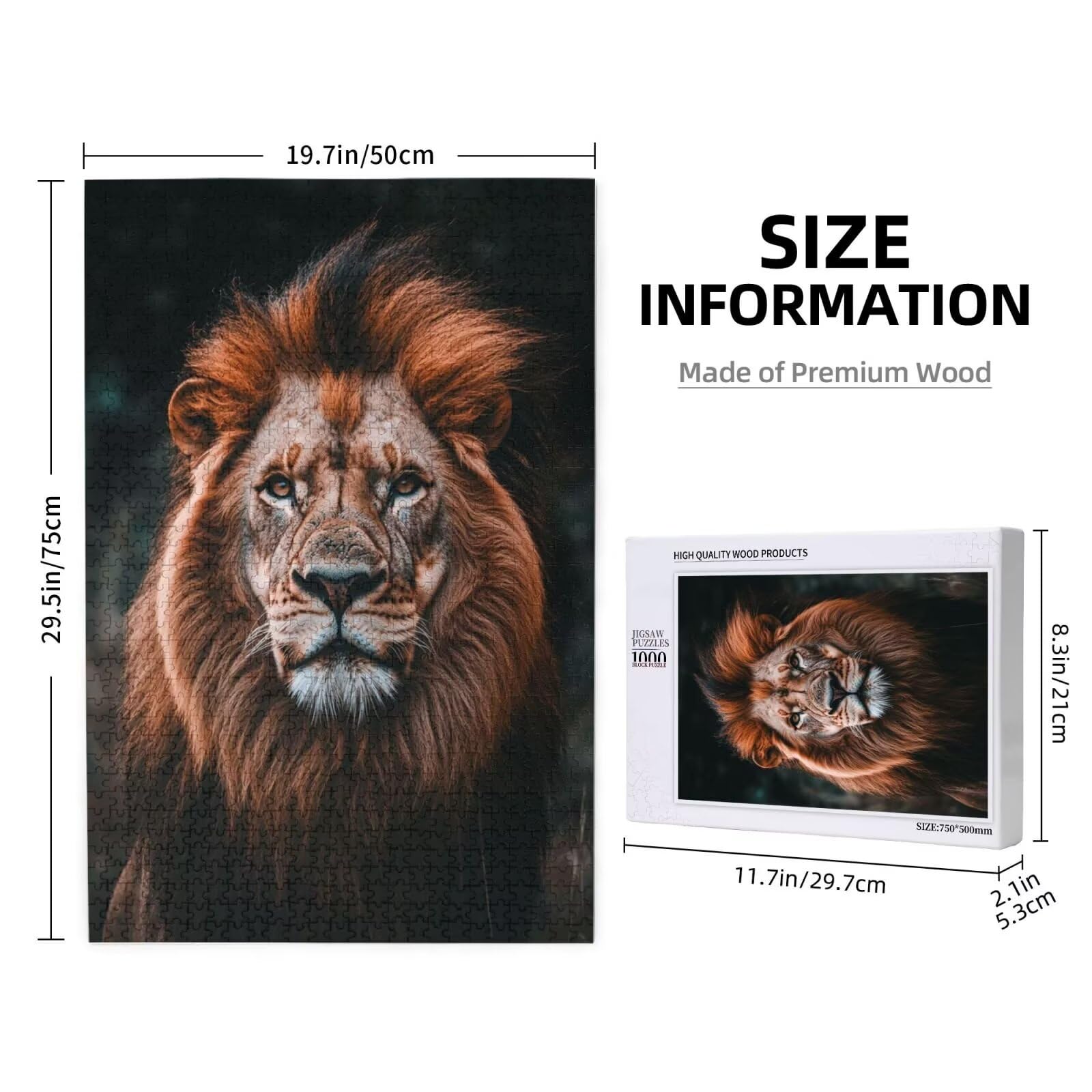 Puzzle 2000 Pieces Lion Grand Puzzle Classiques en Bois pour Adultes, Jeux Amusants/Colorés/Impossible/Difficiles, Cadeau d'anniversaire de Festivals pour la Famille Amis Cadeaux, Animal M-1799