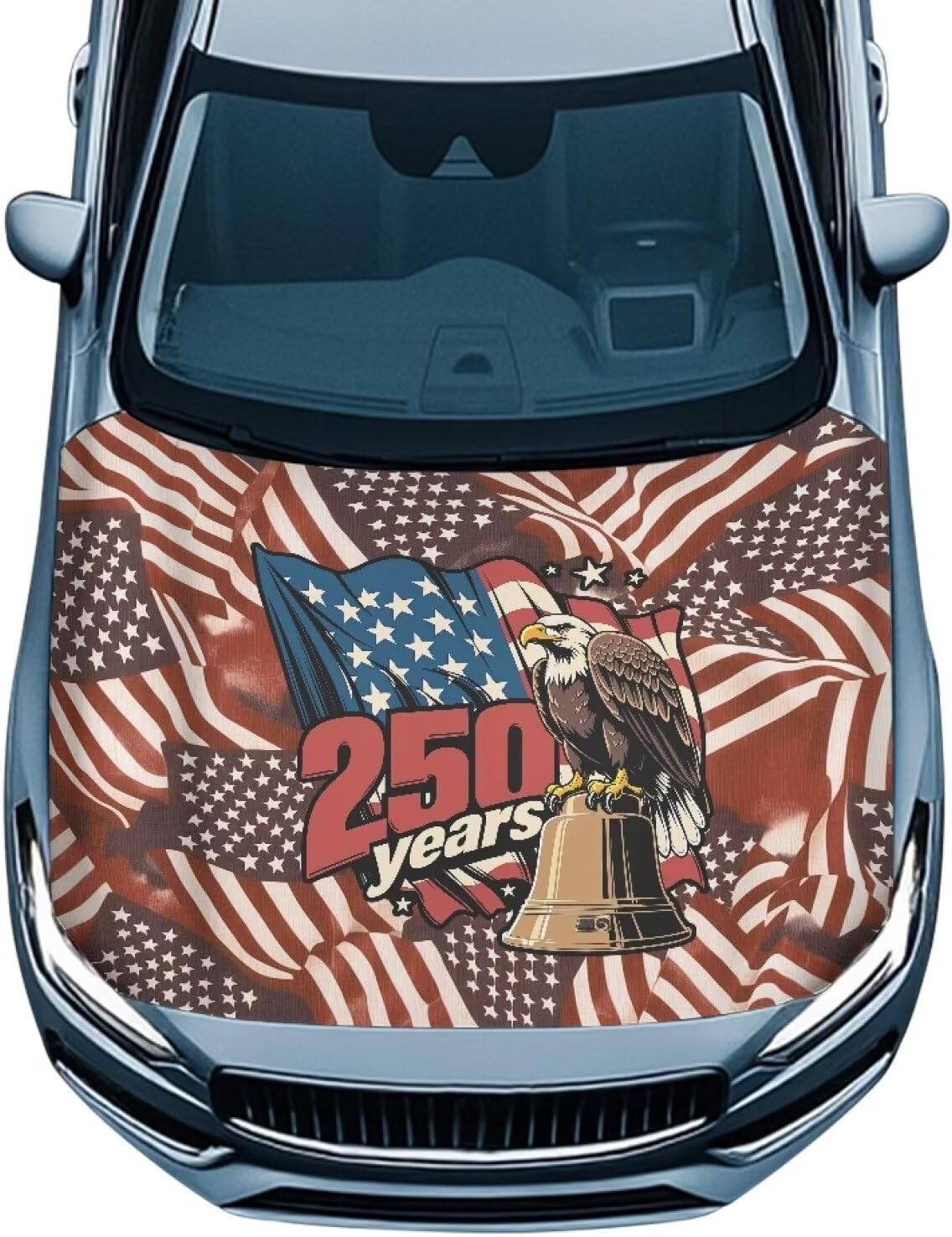 Car Hood Cover Stretch Polyester Fabric Cover Lightning Wolf Car Hood Covers Protector Easy Installation Removable Automotive Accessories Suitable for Cars