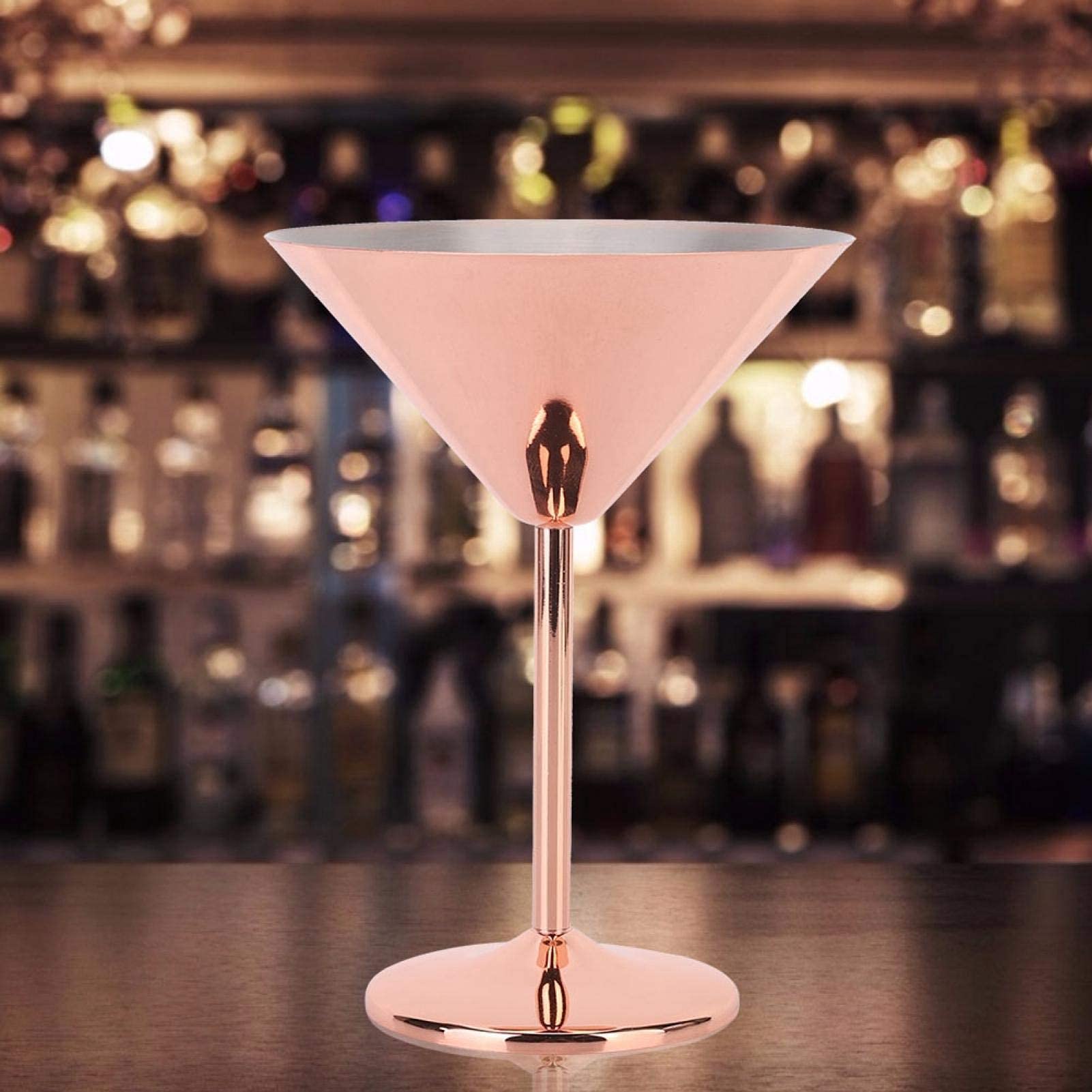 Lot de 2 verres à Martini en acier inoxydable - Doré rose - Pour bar, boisson, martini - 220 ml Lot de 2 verres à Martini en acier inoxydable - Doré rose - Pour bar, boisson, martini - 220 ml