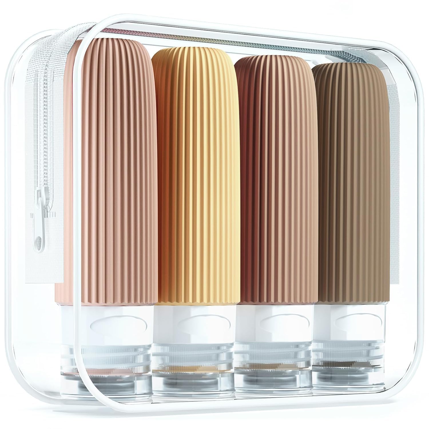 4 Pack Leak Proof Silicone Travel Toiletry Bottles With Tsa Approved Clear Bag For Shampoo, Conditioner, Lotion, And Shower Gel – Refillable Squeeze Tubes For Travel Essentials-Multicolor-image-25