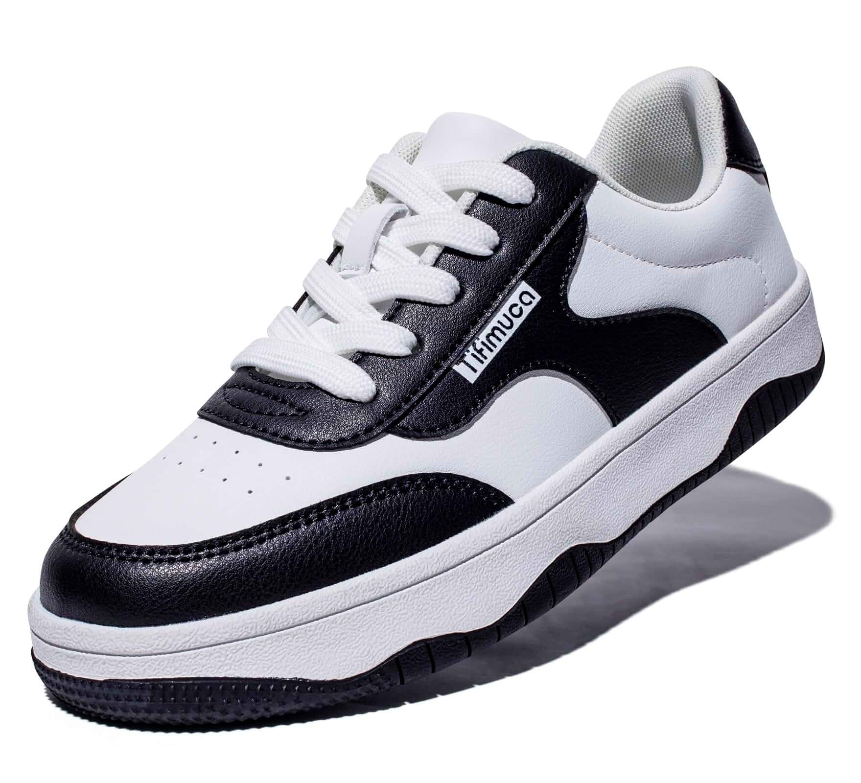 Women's Vegan Leather Lace Up Low Top Comfort Sneakers Non-Slip Outsole, Comfort Cushion, Casual Athletic Shoes for Walking, Tennis & Skateboarding, Versatile Daily Fashion