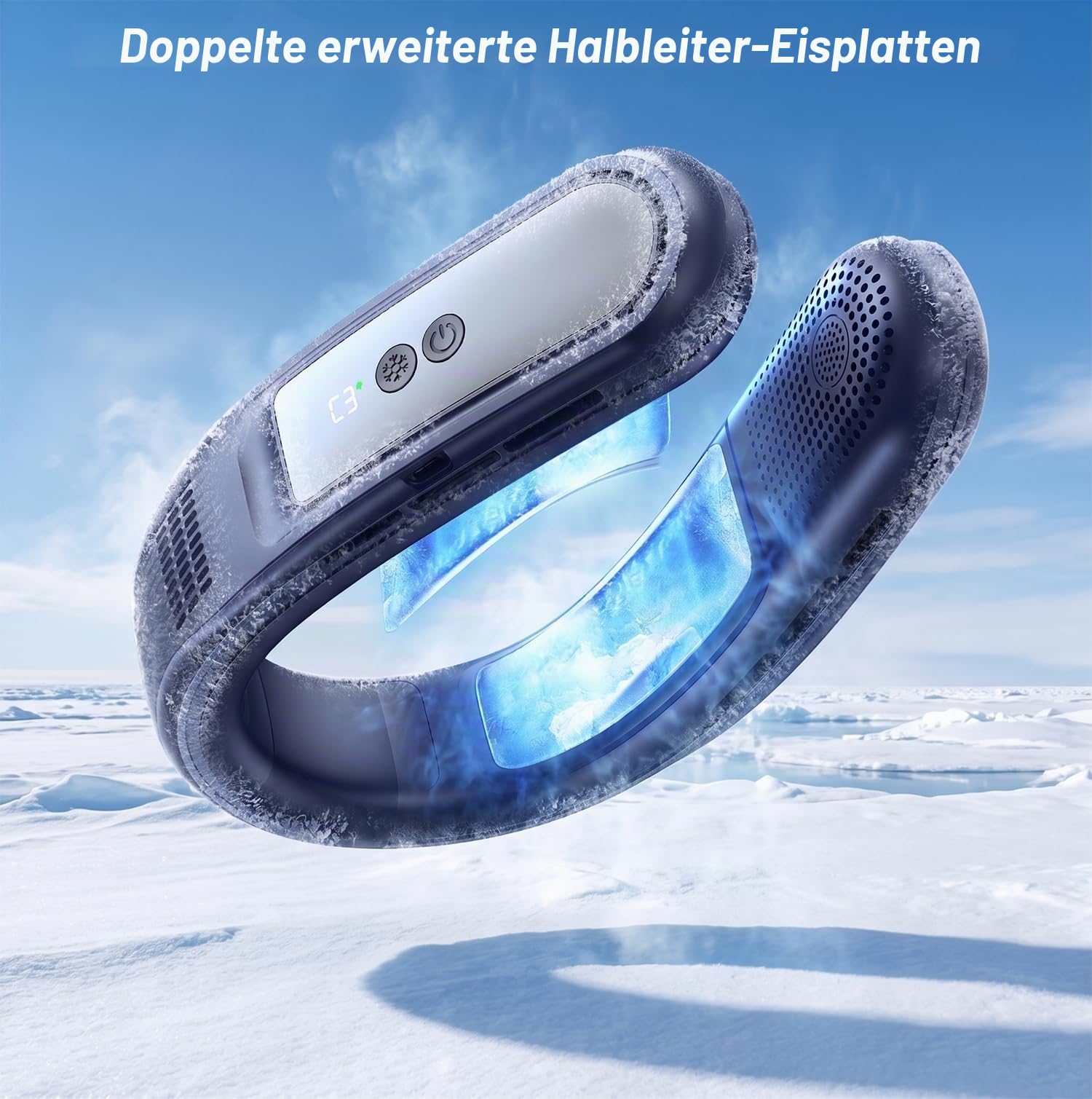 Nackenventilator Klimaanlage mit Kühlung, Tragbarer Hals Ventilator Zum Umhängen mit 2 Halbleiter-Eiskühlplatten, 4000mAh Wiederaufladbar, Neck Fan Nackenkühler Geschenke für Außen Reise Büro Frauen