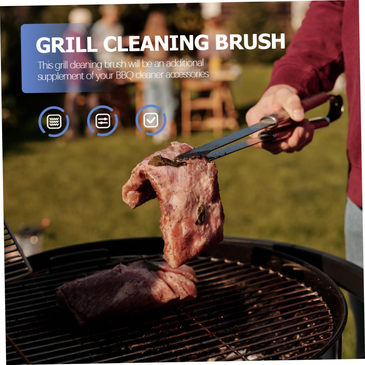 4 pezzi Pulitore Barbecue Multifunzionale con Raschietto in Inossidabile e Setole in Leggera e Compatta per Pulizia Facile e Sicura Del Grill