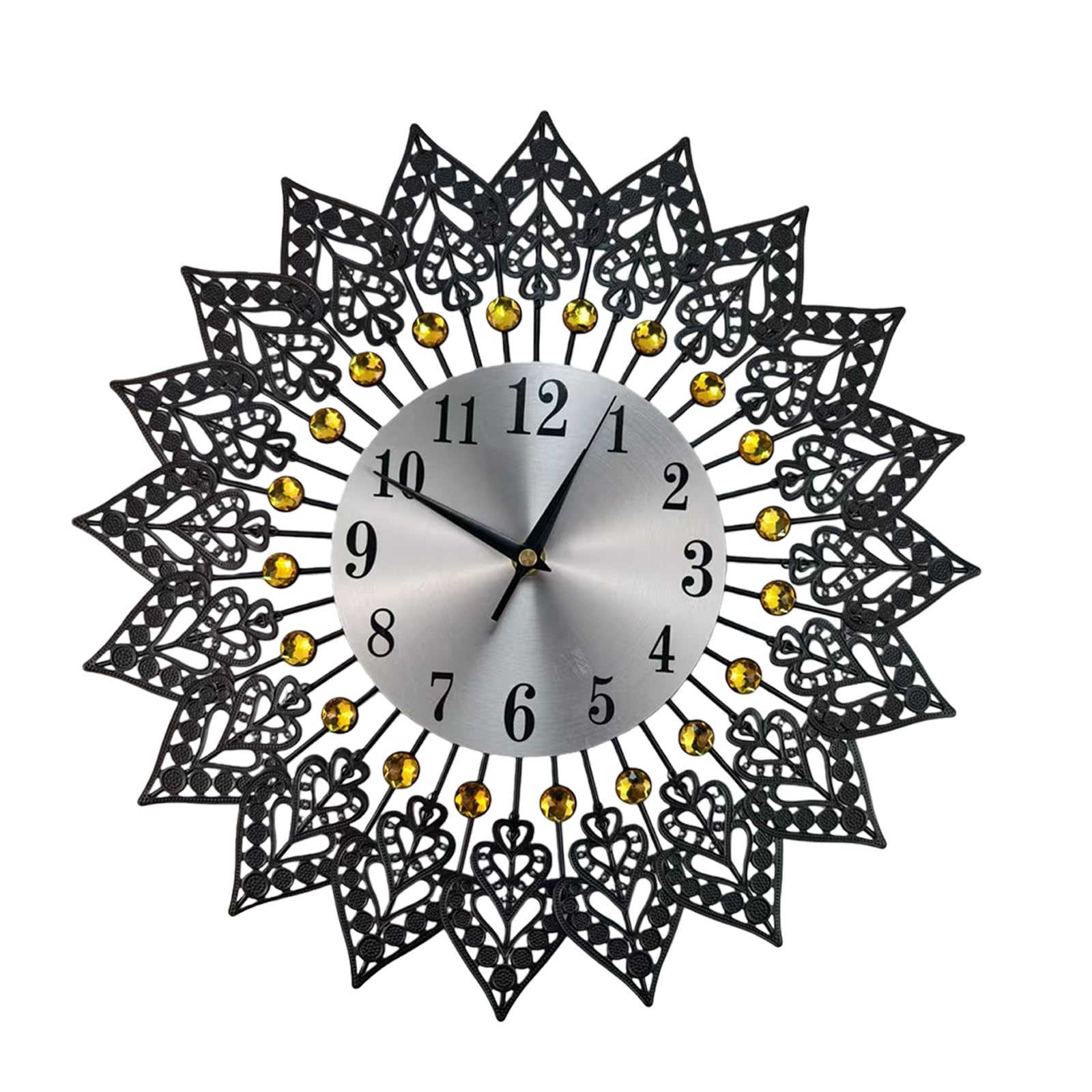 Grande horloge murale de luxe européenne silencieuse en métal pour chambre