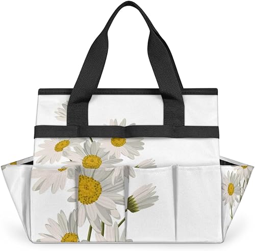 Bolsa de herramientas de jardín con margaritas y flores florales para mujeres y hombres, bolsas de almacenamiento de herramientas de jardinería con