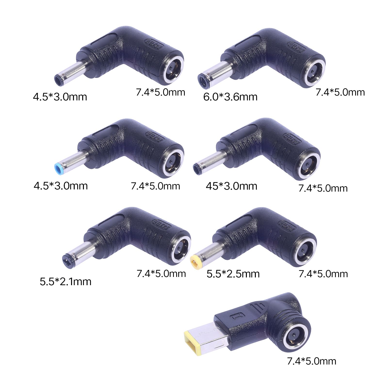 Adattatore di alimentazione del computer portatile 7.4x5.0mm femmina a 4.5x3.0mm/5.5x2.5mm/6.0x3.6mm/5.5x2.1mm maschio connettore presa per computer portatile