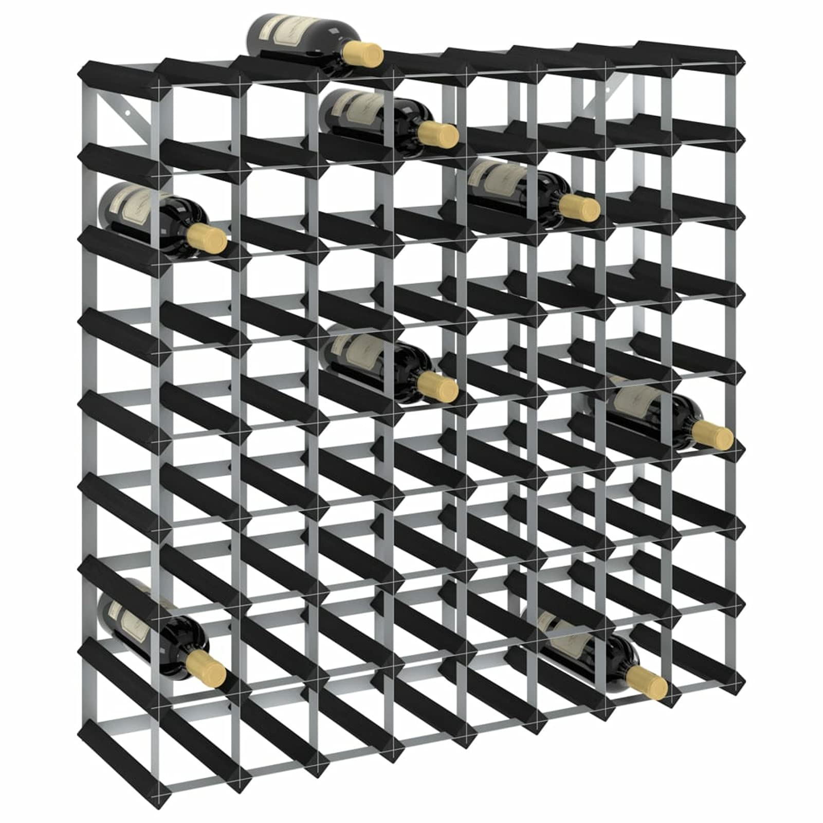 Homgoday Botellero de vino, botellero de 72 botellas negro de madera maciza de pino, botellero de vino, botellero de vino, botellero de vino, botellero de vino, porta vinos, mueble portavini
