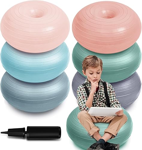 Miniatura 8 de 6 piezas de asientos flexibles para aula, sillas de pelota de yoga elementales para niños, silla inflable de yoga, silla de oficina, entrenador de