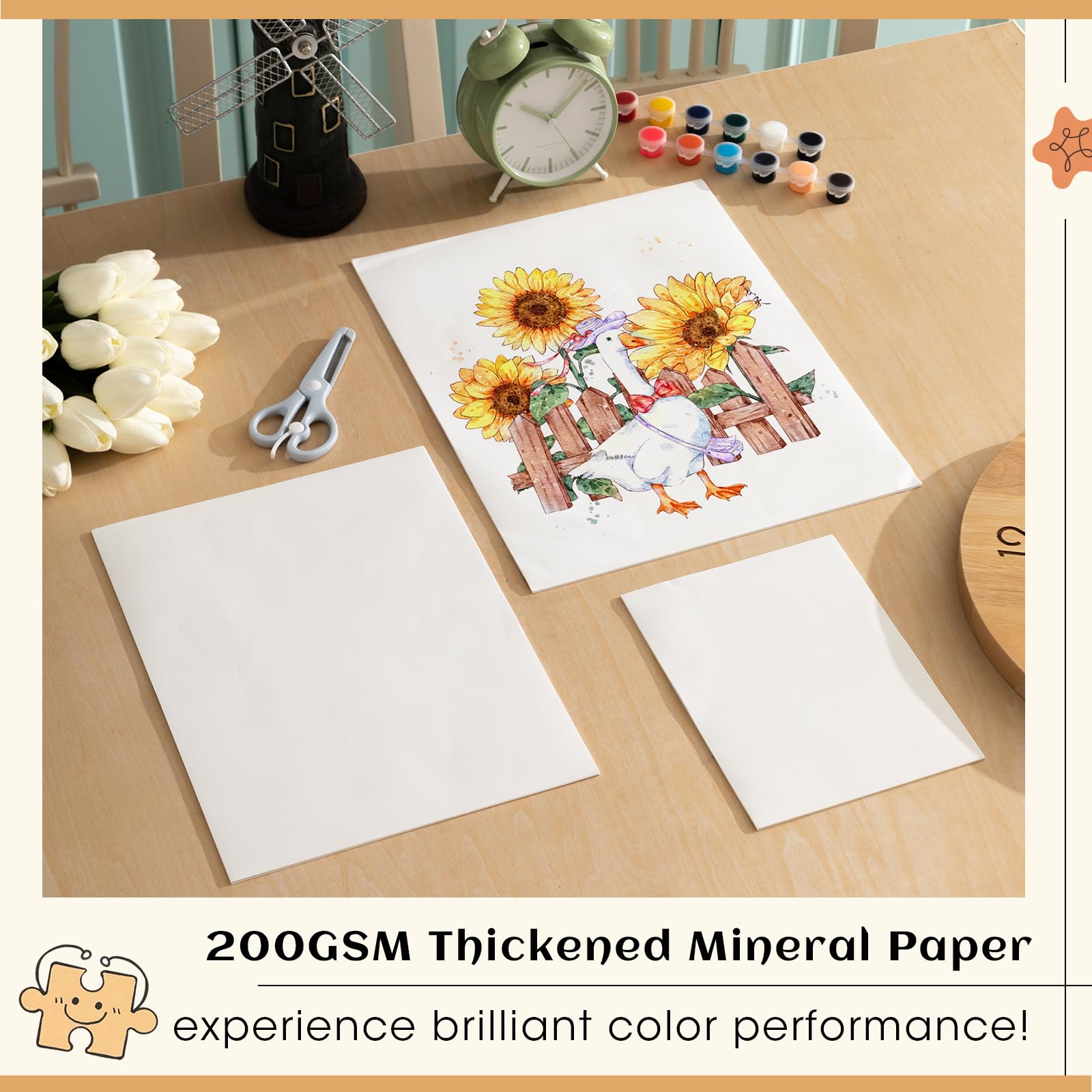 Maitys Lot de 30 feuilles de papier minéral - 3 tailles (15,2 x 20,3 cm, 22,9 x 30,5 cm, 27,9 x 35,6 cm), papier imperméable durable pour encre à l'alcool, aquarelle, croquis et art mixte