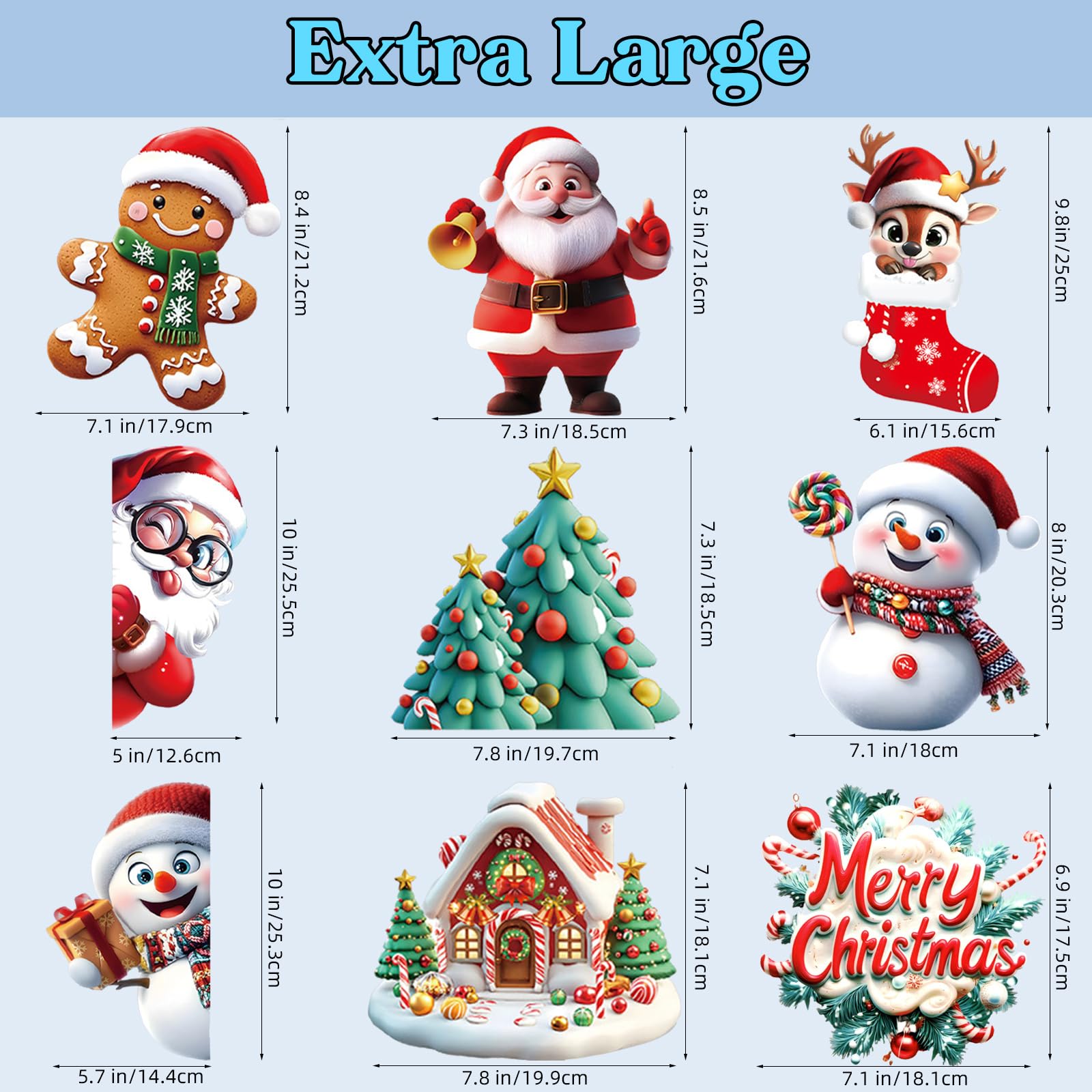 9 Feuilles Noel Autocollants Fenetre Réutilisable Decoration Noel