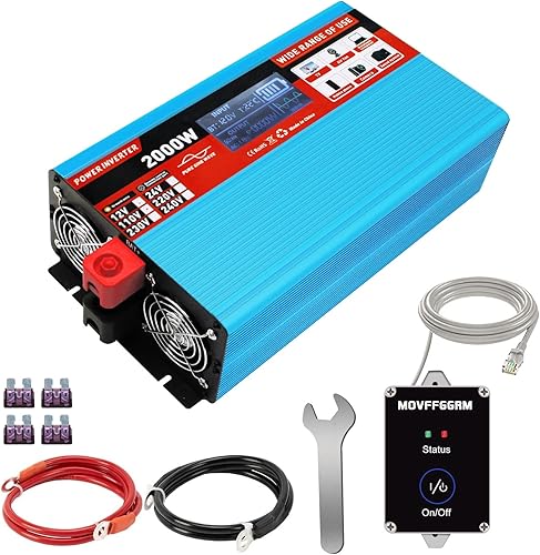Miniatura 1 de POWLAND Inversor de corriente de 2000 W4000 W (pico) para inversor de vehículo CC 12 V a 110 V CA, convertidor de inversor de automóvil con puerto