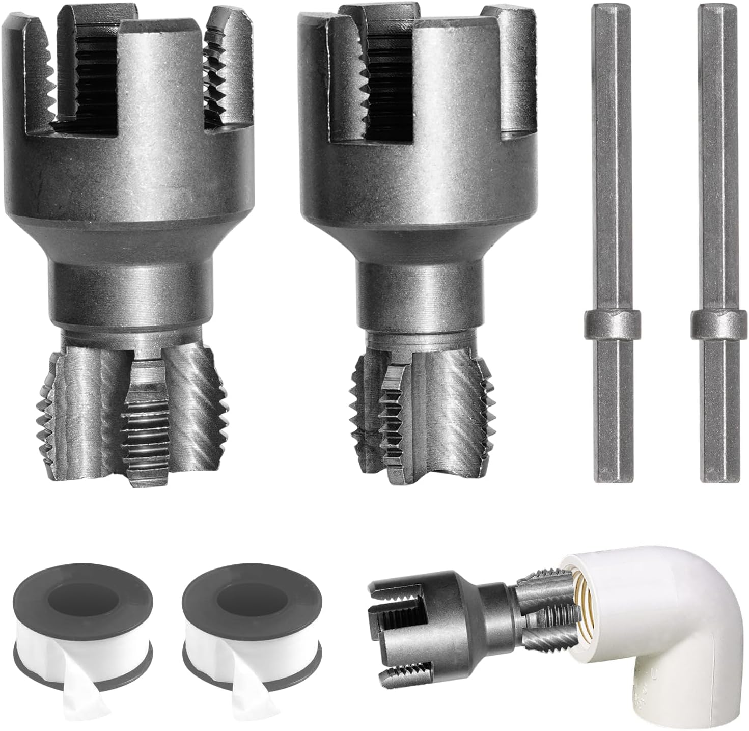 pvc pipe threading tool - integrated internal & external pipe cutter for pvc/plastic pipes with drill compatibility and multi-size adaptability