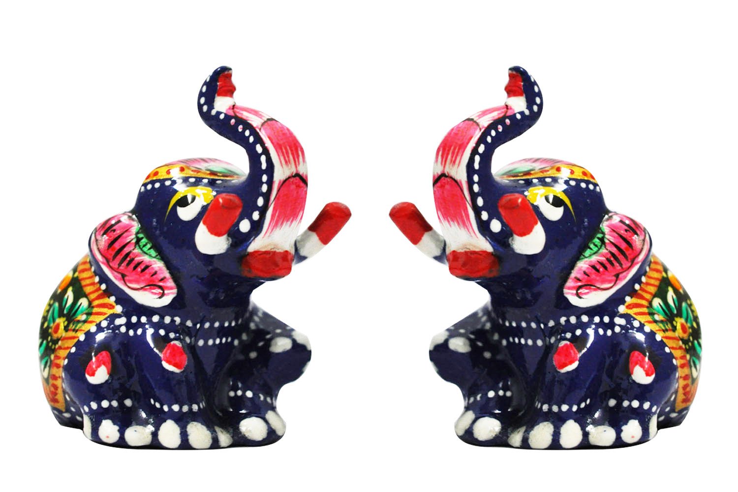 Handicraft Junction Small Elephant Statue Pair for Home Décor and Showpiece (Sitting Elephant) (L-2 W-1.5 H-2.5) Set of Two pc