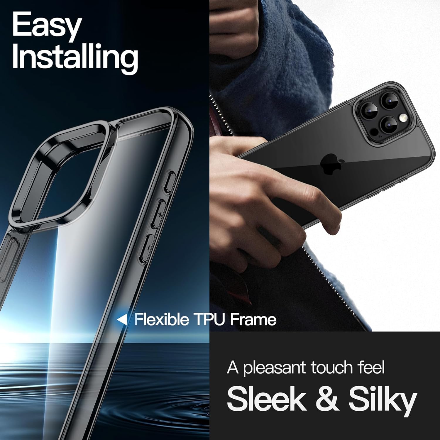 JETech Case for iPhone 16 Pro 6.3-Inch, Non-Yellowing Shockproof Phone Bumper Cover, Anti-Scratch Clear Back (Black) 7 71GktHS7zKL. AC SL1500