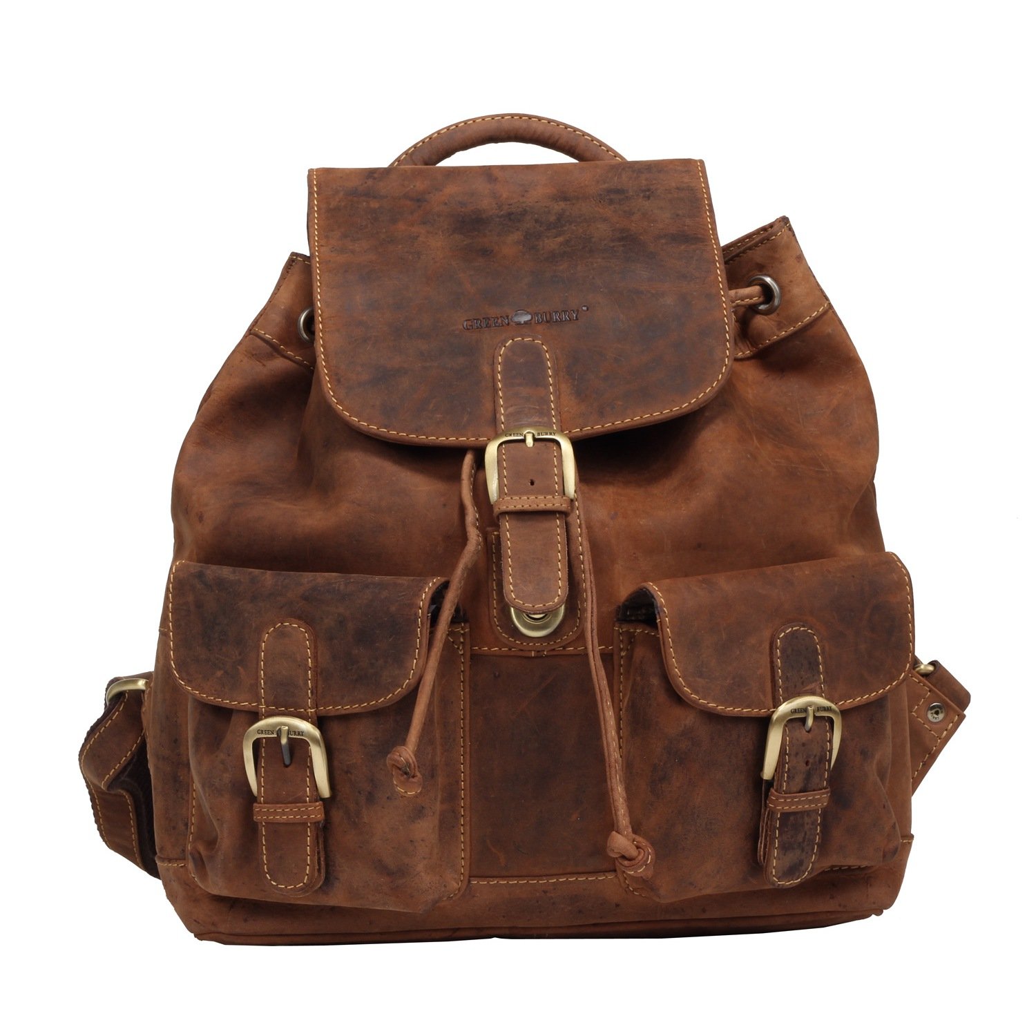 Greenburry Vintage Rucksack Leder Tasche braun | 30x36x10cm