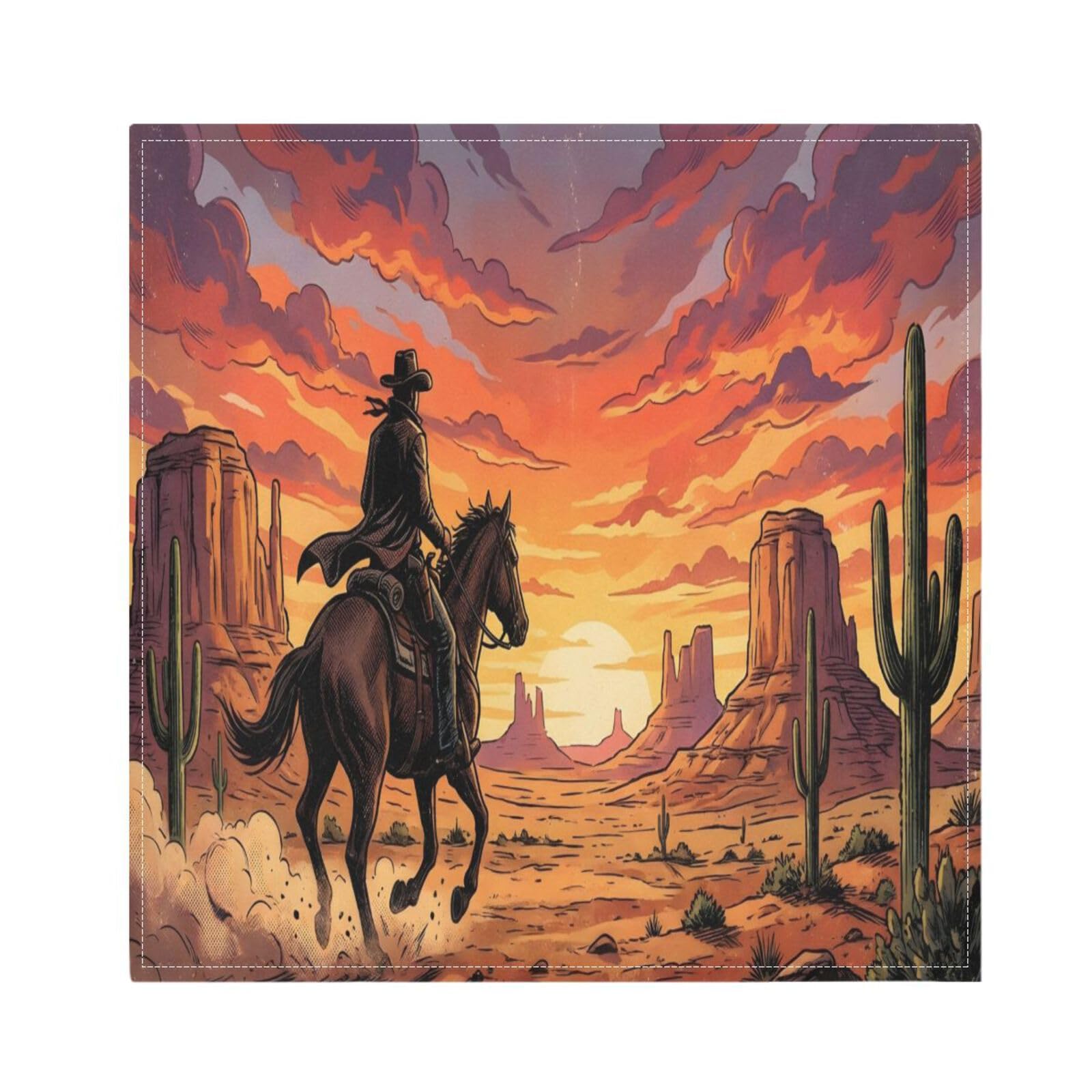 Ttgoth Cowboy Western Cloth Napkin Set of 6 Washable & Reusable Dinner Napkins for Dining Table, Banquets, Wedding, Party, 50x50 cm
