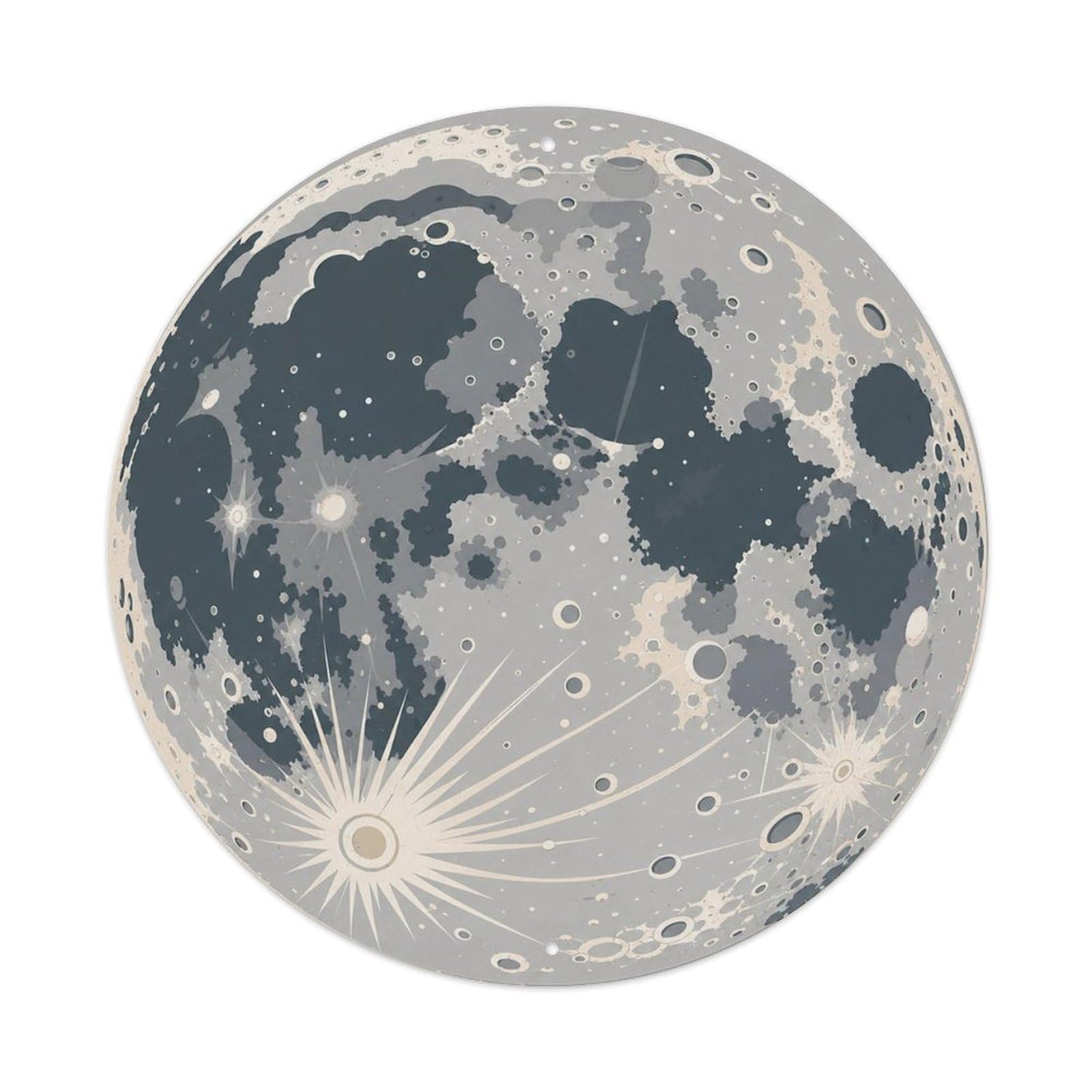 Astronomy Planetary Orbit Moon Lunar Surface Universe Metal Tin Sign Plaque Wall Decor for Cafe, Man Cave, Club Bar, Office, Home Garden Round Metal Poster 8x8Inch