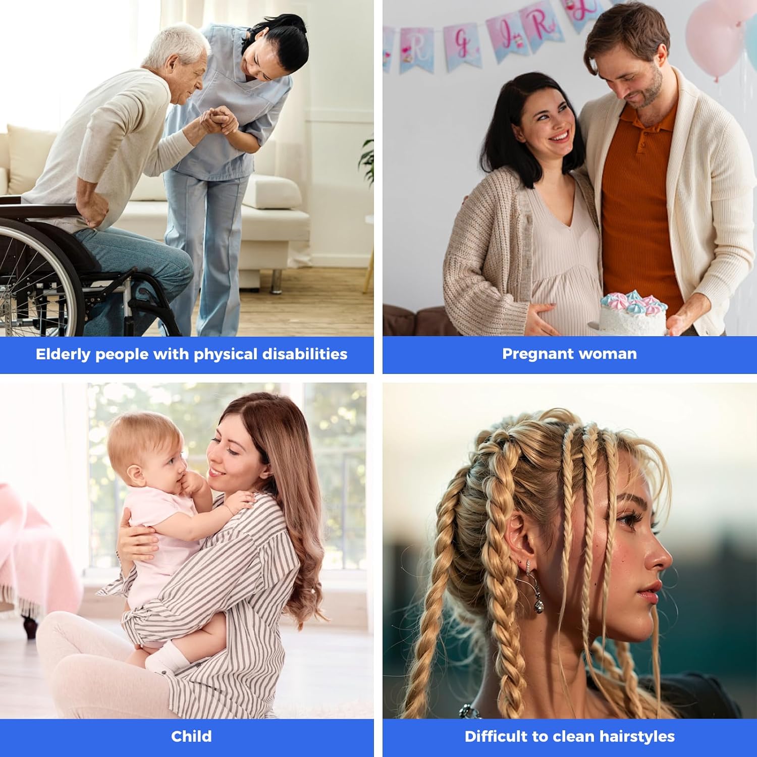 Portable Hair Wash Basin for Kids and Teens,Tear-Free Shampoo Bowl with Neck Support for Sink or Bathtub,Stress-Free Hair Washing (Blue)