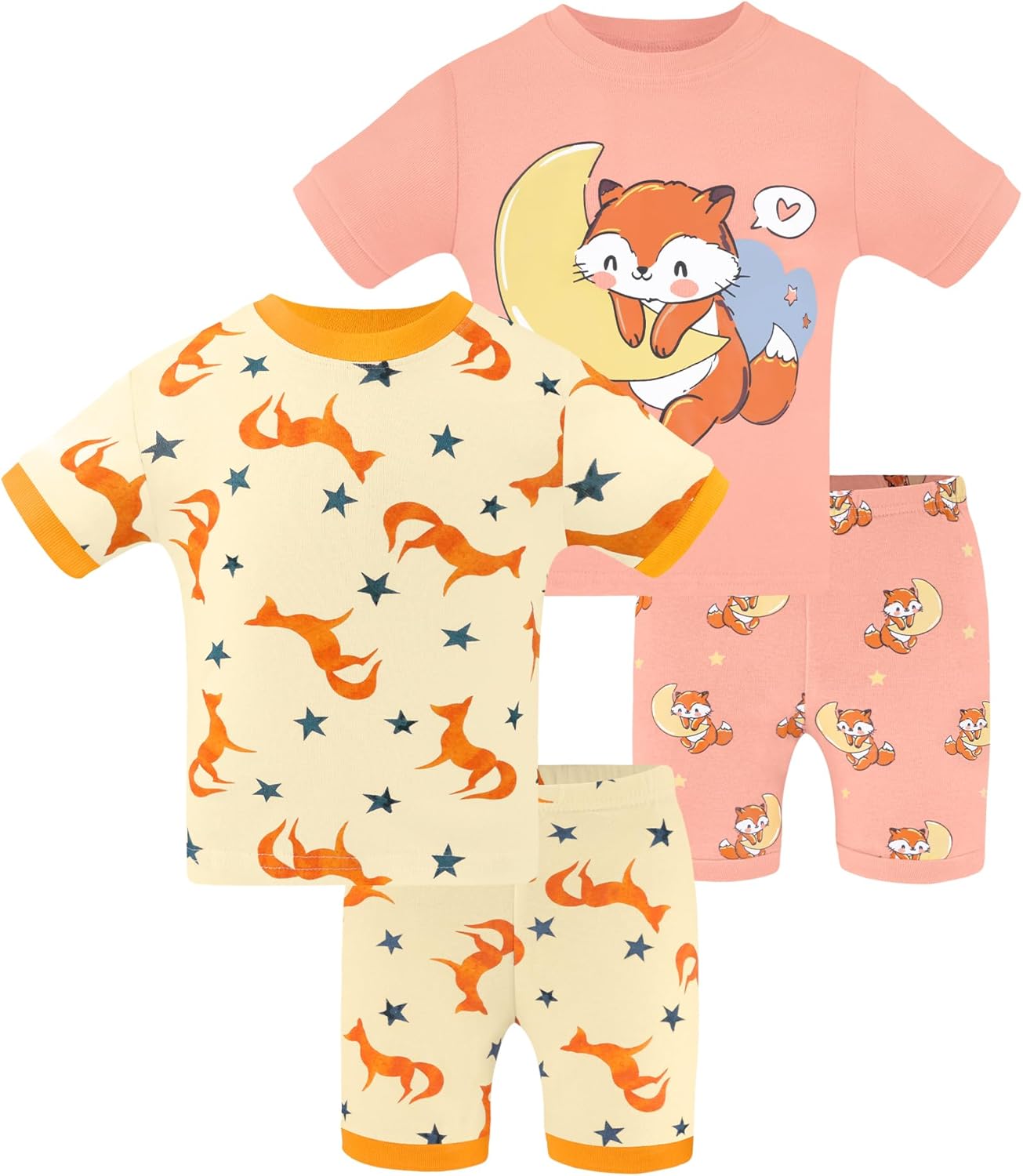 DAUGHTER QUEEN Girls Summer Pajamas Set 4 Pieces 100% Cotton Sleepwear Size 18 Months-12 Years - Image 8