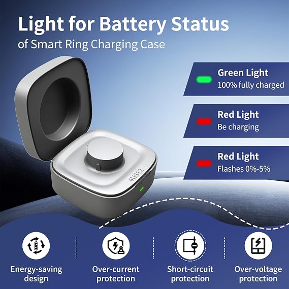 Smart Ring Charger Case Only Compatible with Oura Gen 4 - Charging Box with Indicator Light - Portable for Ring Storage, Travel, Prevent Scratches (size 12)