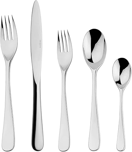 Miniatura 1 de DEGRENNE - Juego de cubiertos de espejo acuático de 5 piezas, acero inoxidable