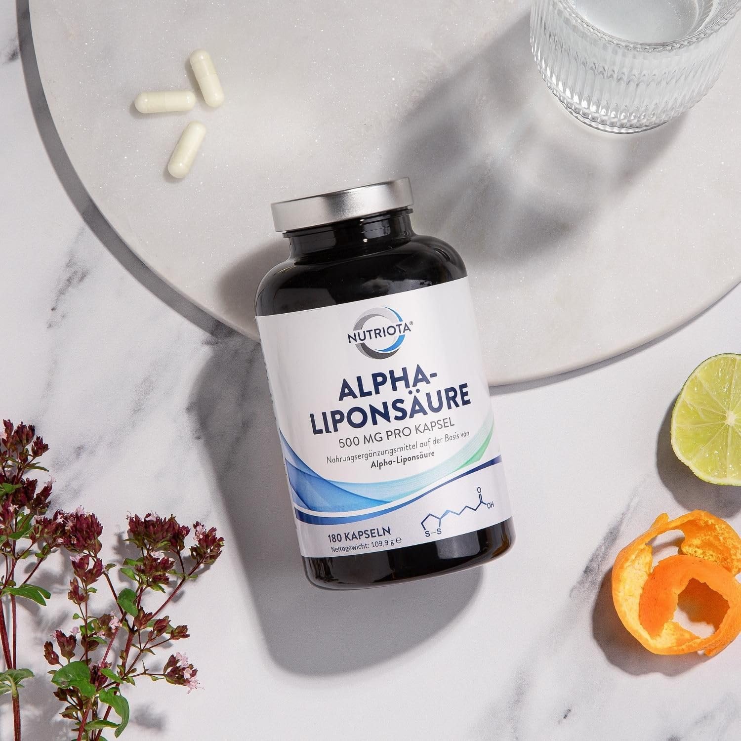 Alpha-Liponsäure ALA 500mg | 180 hochdosierte vegane Kapseln | Hilft bei Entzündungen, unterstützt Blutzucker-Regulation und Nervengesundheit, wirksam gegen kribbelnde Füße, Hände, Gliedmaßen und mehr