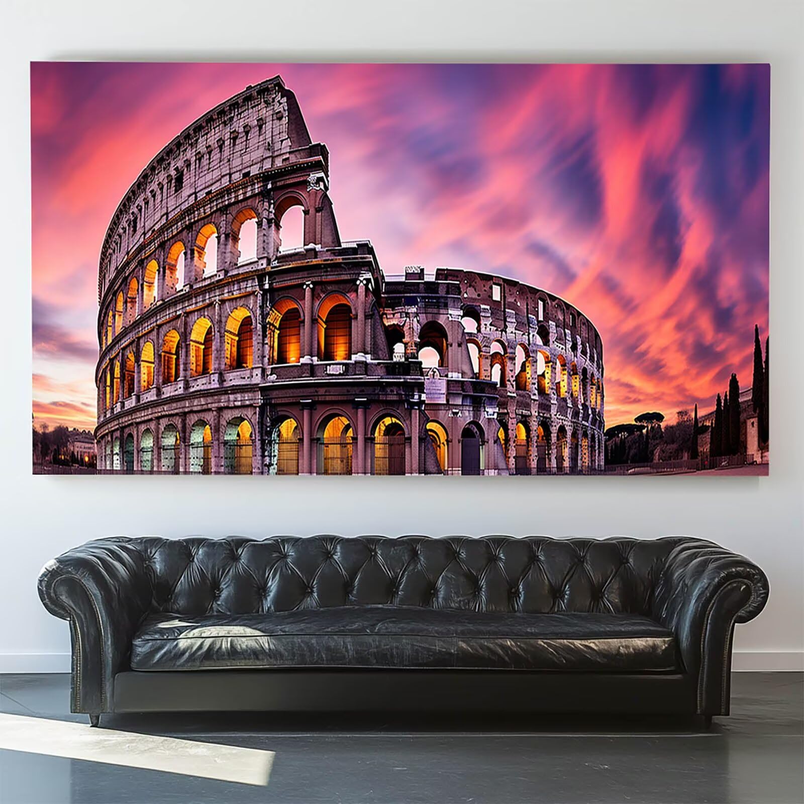 Malen nach Zahlen Erwachsene Kolosseum Malen nach Zahlen ab 7 jahre Mädchen Landschaft Kreativ set für Erwachsene mit Leinwand Acrylfarben set und Pinsel,Bastelset zum Bemalen,Wanddeko 80X160cm 7-6-1