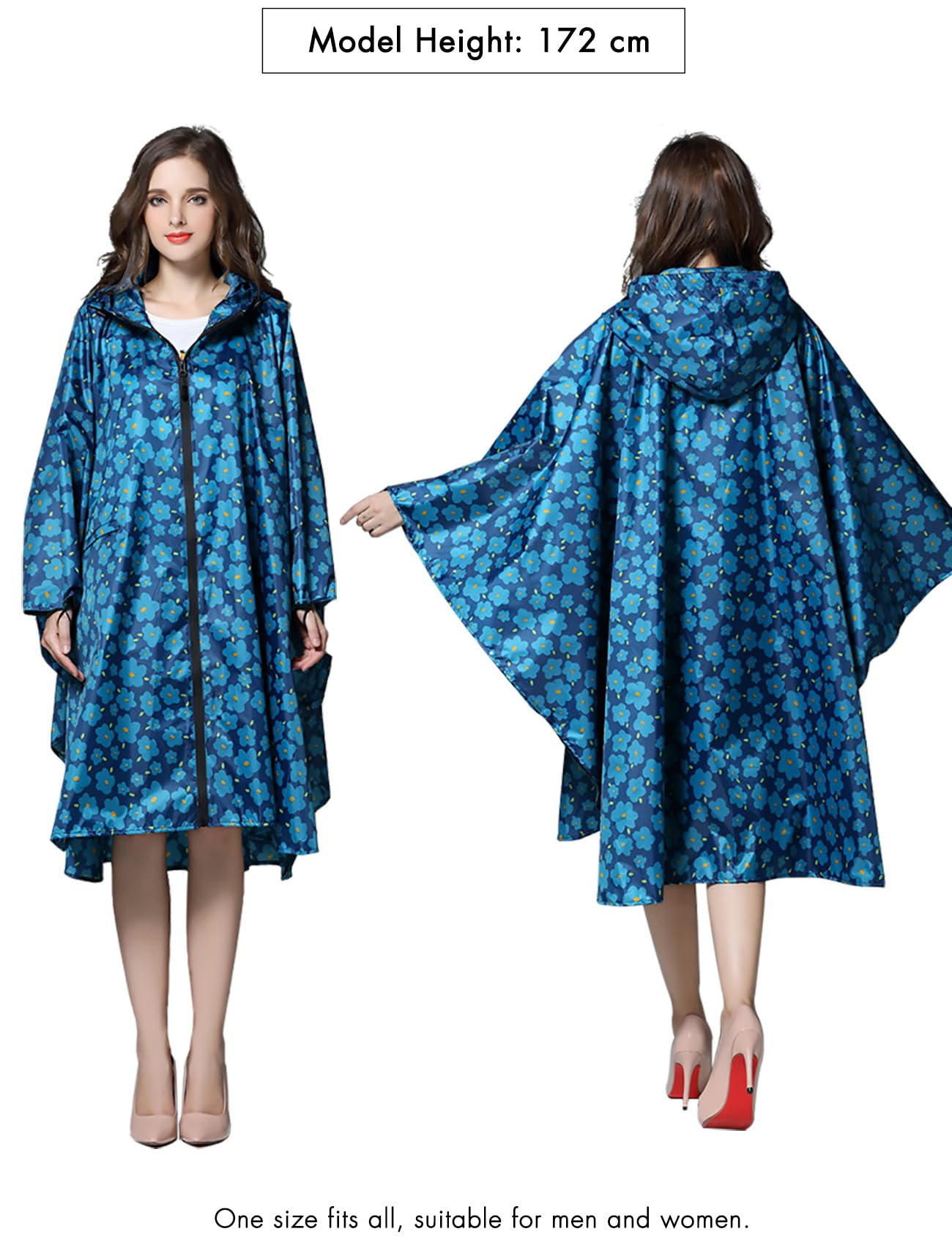ANYOO Léger Imperméable Respirant Ripstop Poncho avec Capuchon pour Les activités de Plein air