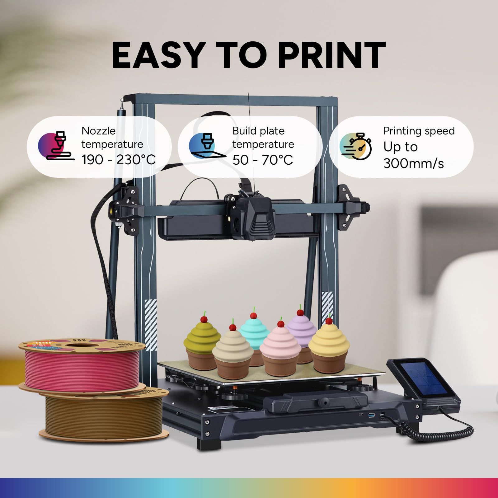 OVERTURE Filamento Matte PLA 1.75mm, 1kg Bobina (2.2lbs) Opaco PLA Filamenti per Stampante 3D, Neatly Wound Filamento Precisione Dimensionale +/- 0.02 mm, Matte Pastel Rosso