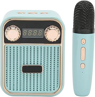 Mini Karaoke Machine, HiFi Stereo Sound Portable Karaoke Machine with 2 Wireless Microphones, Bluetooth Speaker Karaoke Machine for Adults Kids (Blue)