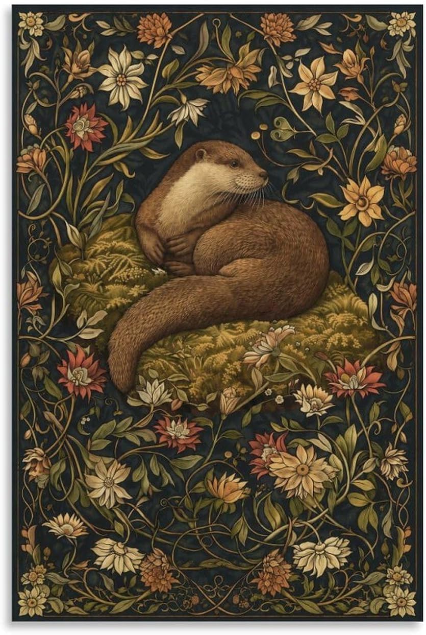 Orjdjz Wxkbl William Morris Poster Otter Floral Wall Art Vintage Canvas Prints William Morris Botanical Painting for Farmhouse Decor Picture 40x60cm Frameless