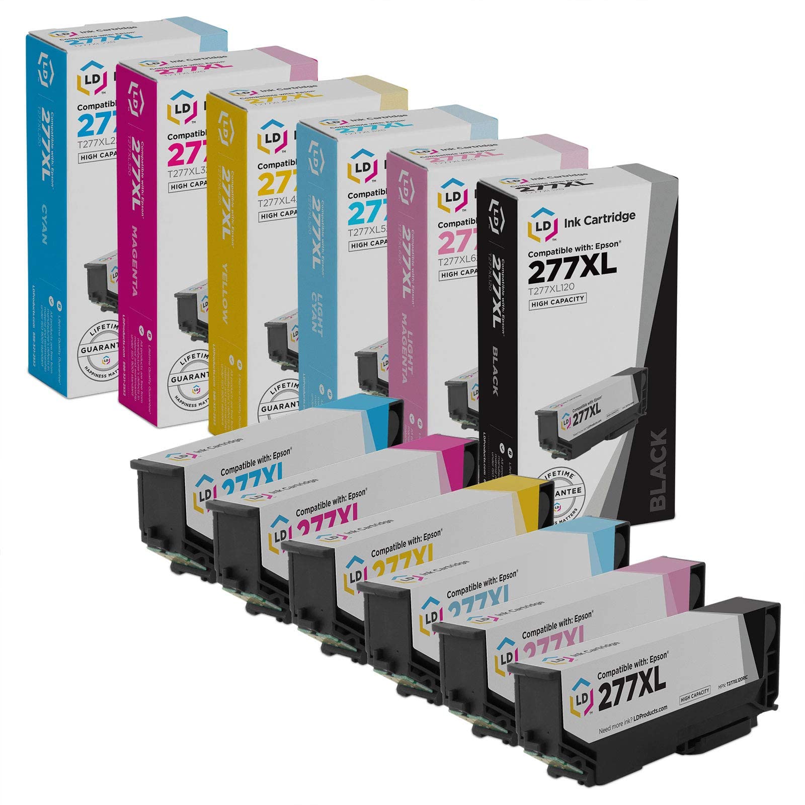 LD Remanufactured Ink Cartridge Replacements for Epson 277XL High Yield (Black, Cyan, Magenta, Yellow, Light Cyan, Light Magenta, 6-Pack) Compatible
