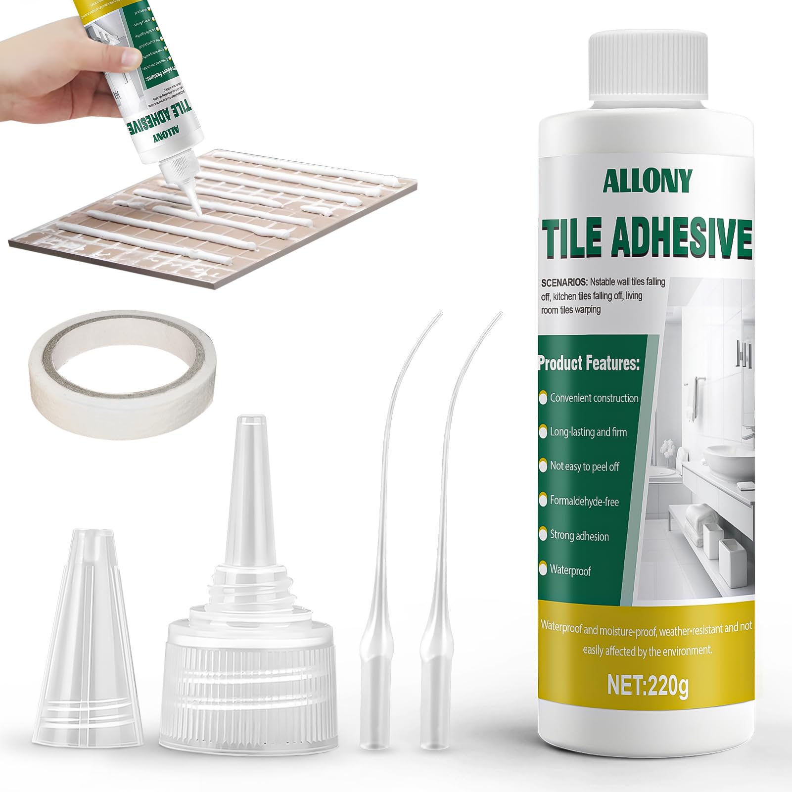 Colla per Piastrelle piastrella, Colla Esterna e Interna per Ceramiche -220g