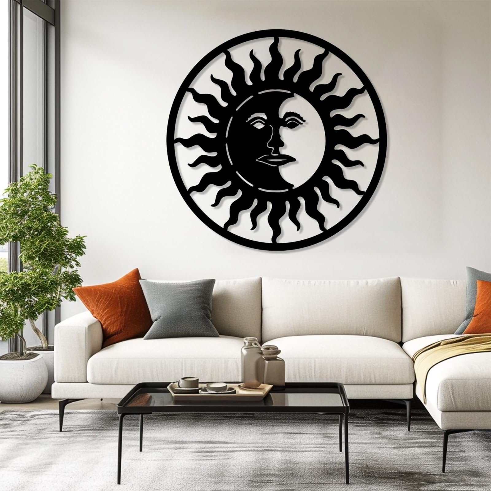 Sun and Moon Wall Decor, Metal Sun and Moon Wall Art, Boho Wall Art, Large Modern Wall Sculpture, Celestial Wall Hanging, Home Decor, Indoor Outdoor