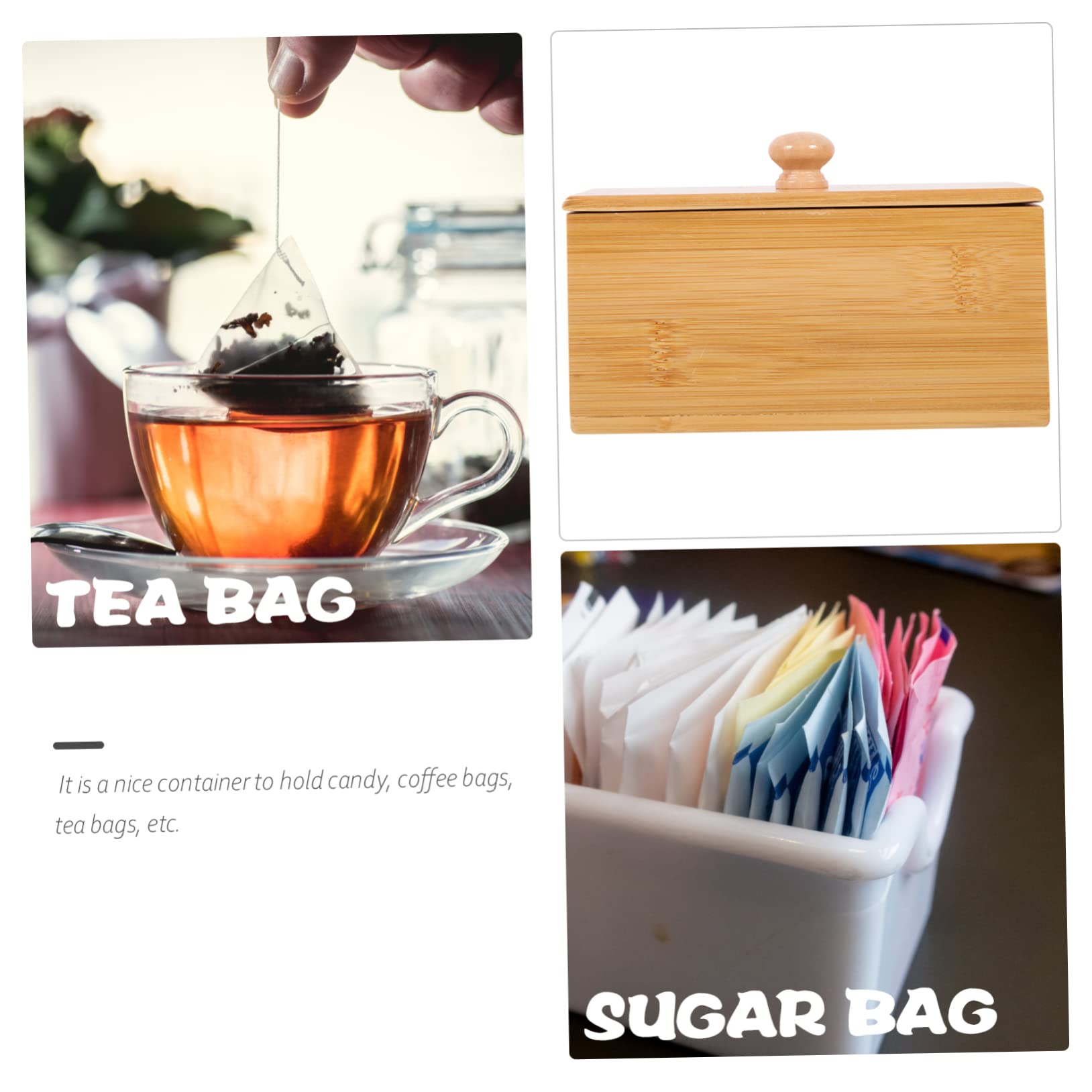 Alipis Tea Box Organizer with Lid Multi Function Tea Bag Storage Case for Home Kitchen Office Dual Compartment Design for Tea Coffee Sugar Snacks
