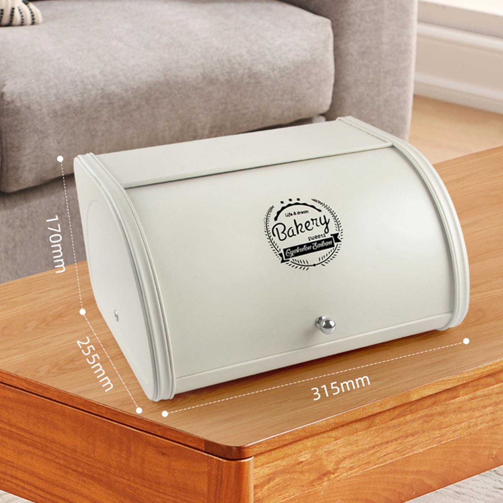 Panera de metal con tapa enrollable de gran capacidad para encimera de cocina