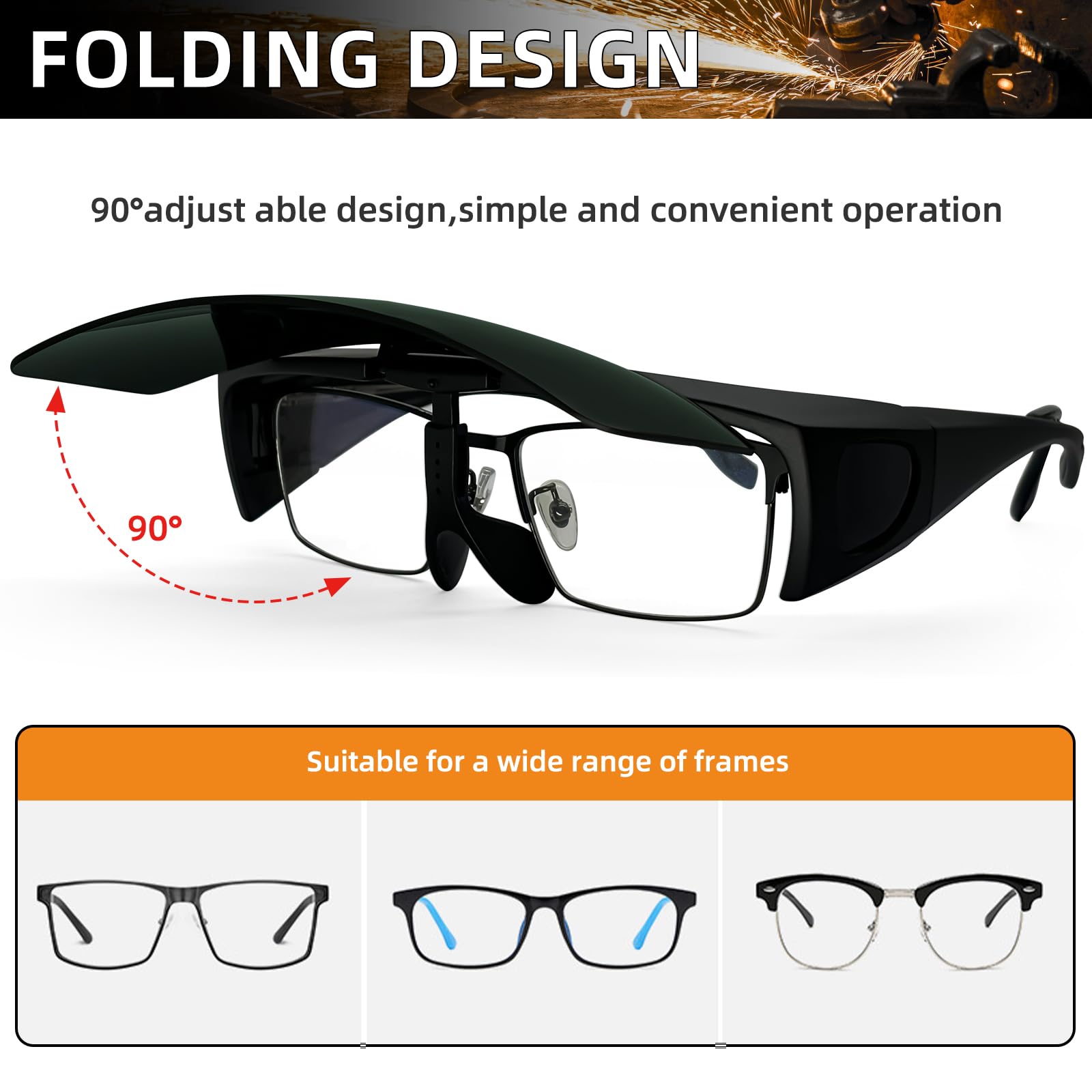 Gafas de soldadura para hombre, gafas de soldadura abatibles, sombra 8, protección UV/IR para soldadura de arco, MIG/TIG, corte de plasma y molienda de metal con estuche de almacenamiento