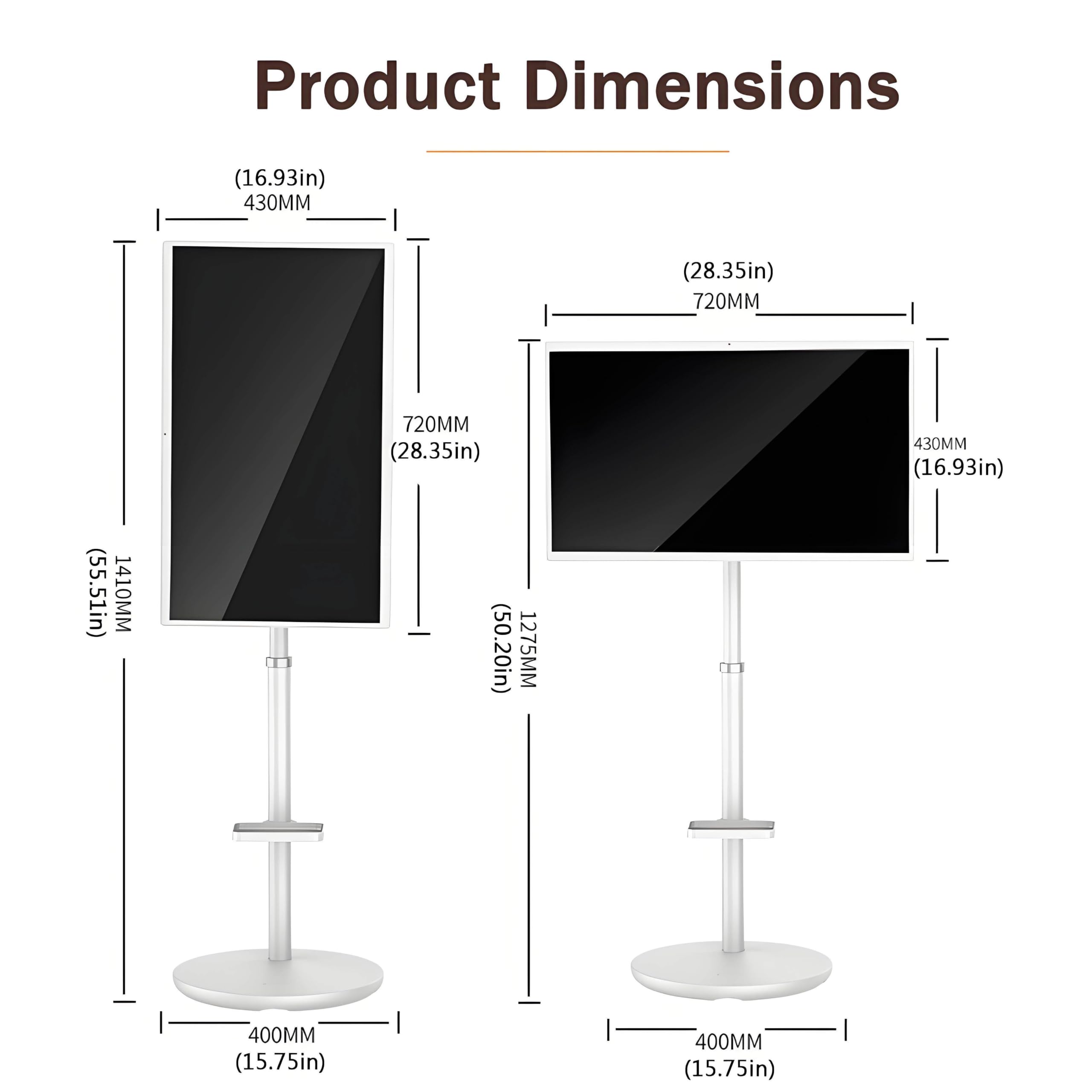 TV Touchscreen - TV Portatile IPS FHD da 32 Pollici, Ruote a 360°, Supporto Regolabile in Altezza, Ideale per Cucinare, Allenarsi e videoconferenze