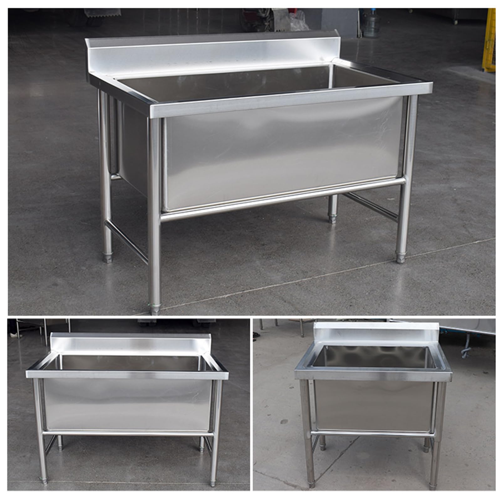 Lavello da Cucina Indipendente in Acciaio Inox Commerciale, Lavello da Cucina Industriale Commerciale, Grande Lavello Autoportante in Acciaio Inox Con Rubinetto (80cm/31.5in)