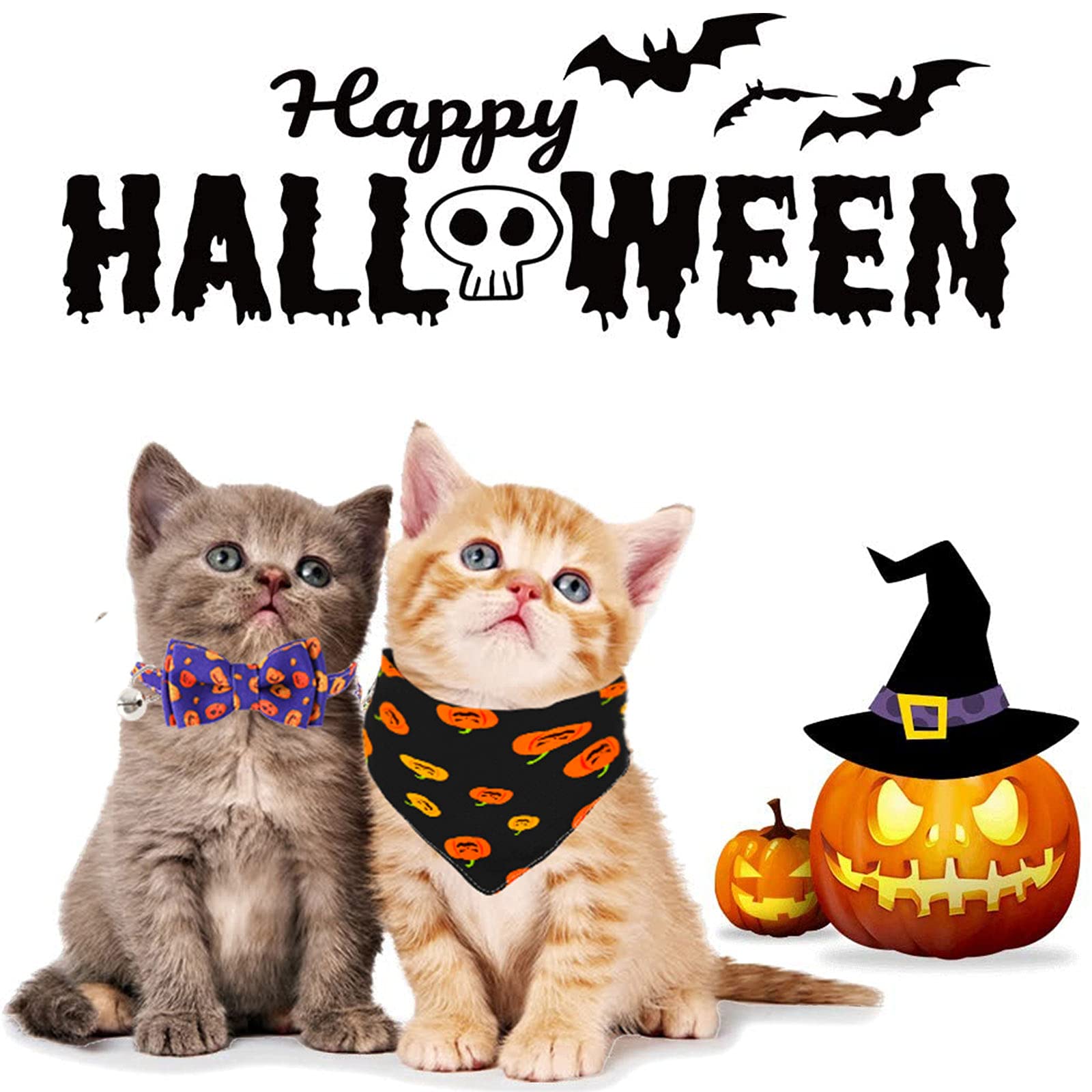 EYLEER Bandana D'Halloween Pour Chien, Chat, Chiot – Accessoires De Costume D'Halloween Pour Animal De Compagnie – Tailles S, M Et L (noir