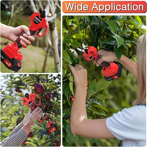 Miniatura 7 de Tijeras de podar eléctricas, tijeras de podar inalámbricas profesionales con pantalla LCD, podadora eléctrica alimentada por batería con 2 baterías